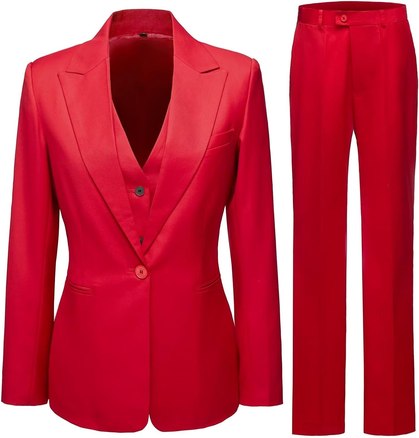 Women's 3 Piece Office Lady Business Suit Set Slim Fit Solid Blazer Vest Pant Set