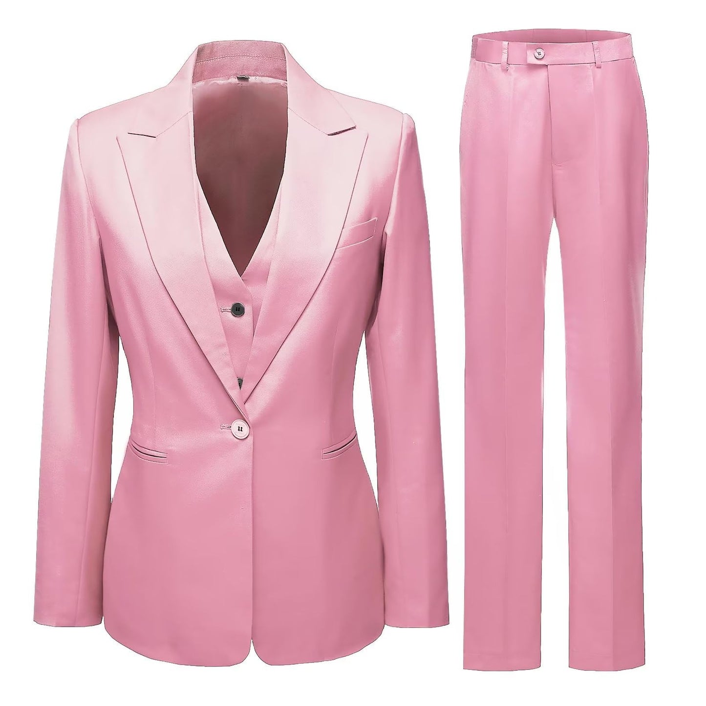 Women's 3 Piece Office Lady Business Suit Set Slim Fit Solid Blazer Vest Pant Set