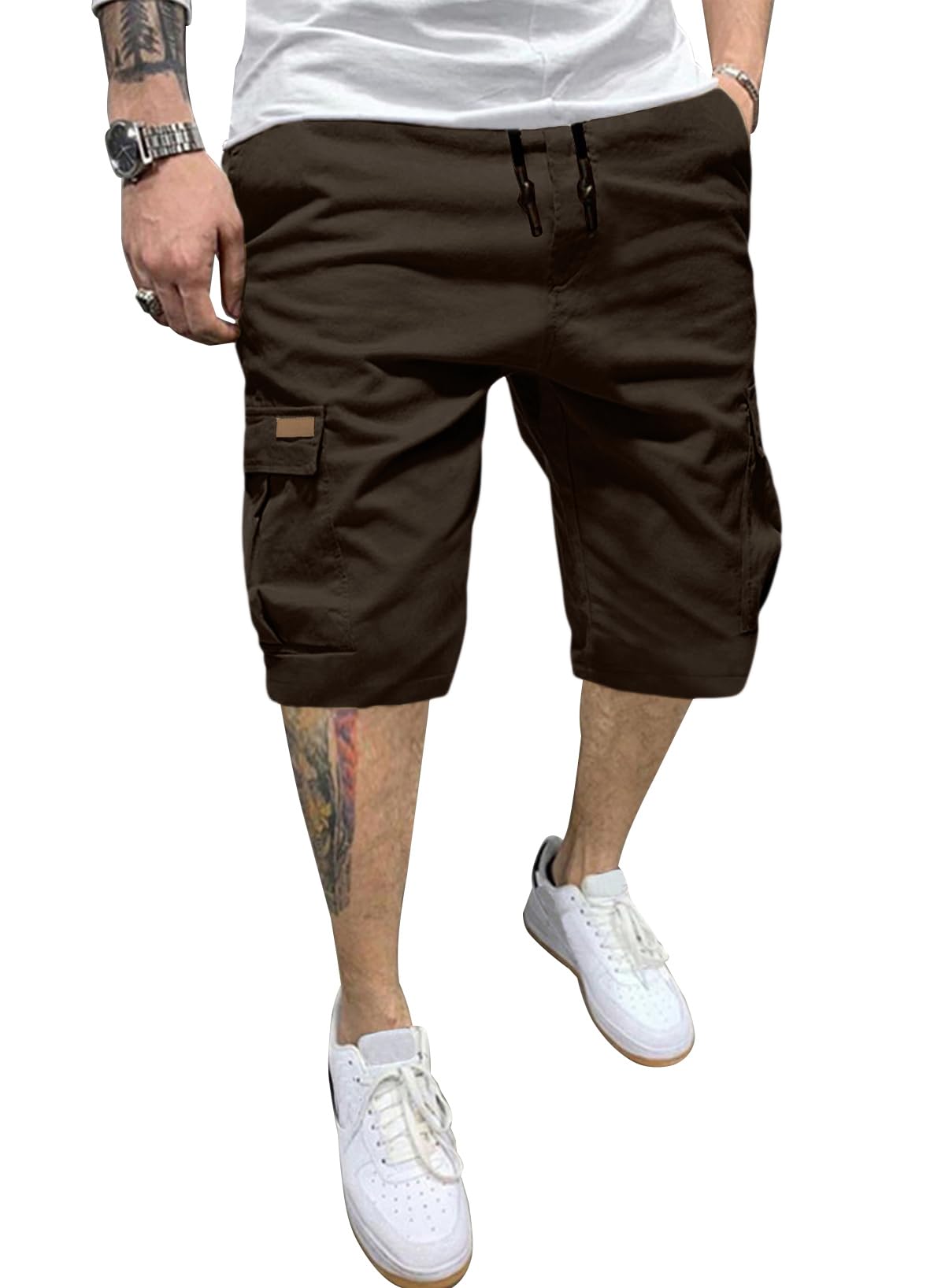 JMIERR Men's Cargo Shorts with Pockets Relaxed Fit Drawstring Golf Shorts Men Casual Stretch Shorts Twill Beach Shorts