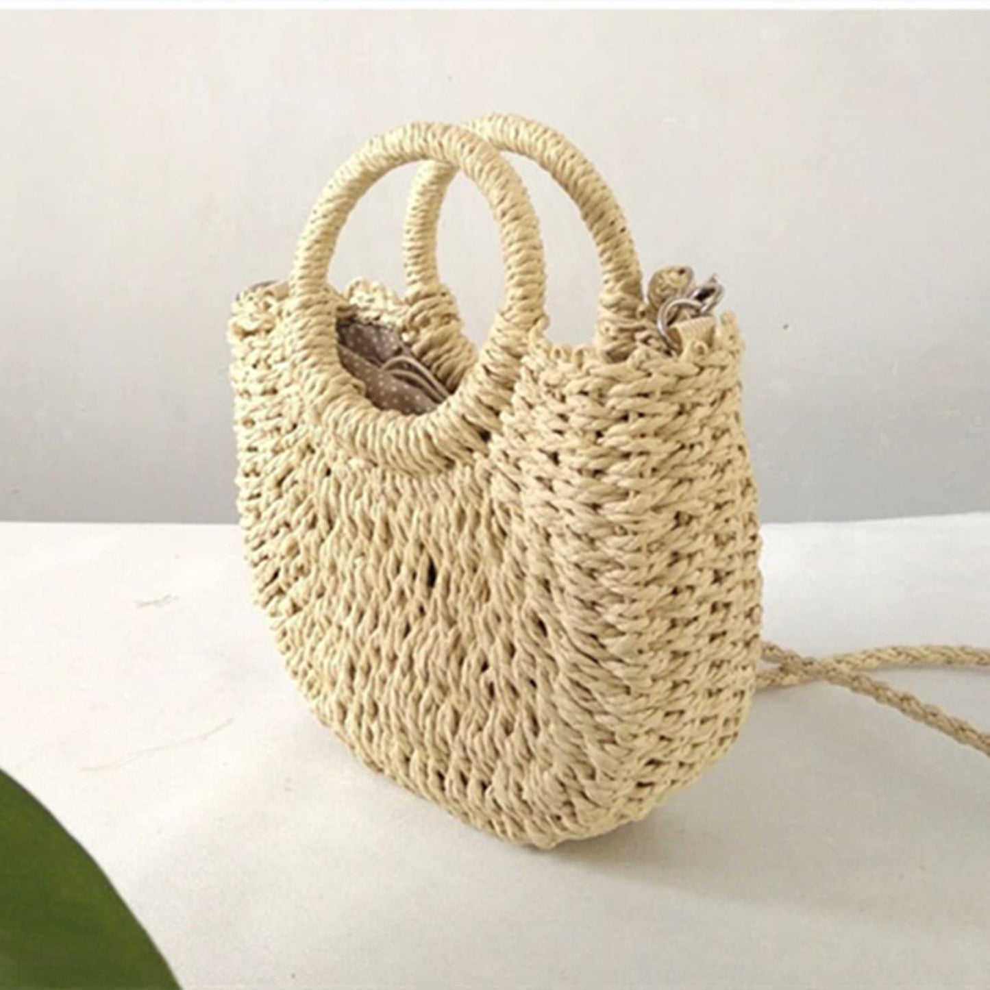 JOLLQUE Straw Beach Bag for Women, Summer Handwoven Tote Bags Purse with Tassel,Top Handle Straw Handbag Clutch