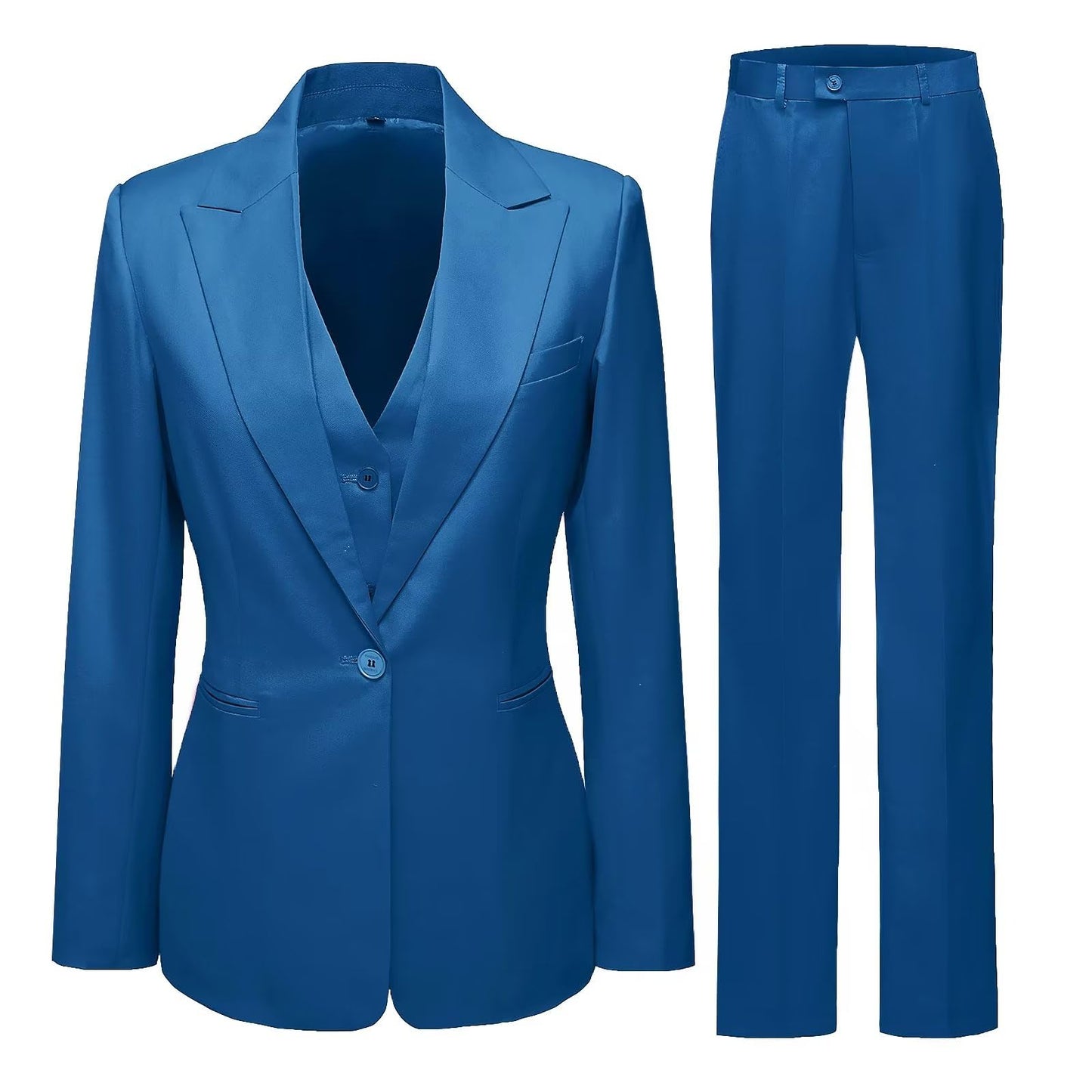 Women's 3 Piece Office Lady Business Suit Set Slim Fit Solid Blazer Vest Pant Set