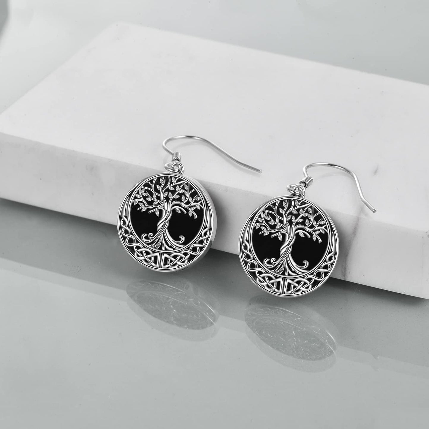 Tree of Life Earrings Sterling Silver Celtic Tree of Life Dangle Drop Earrings for Women Jewelry