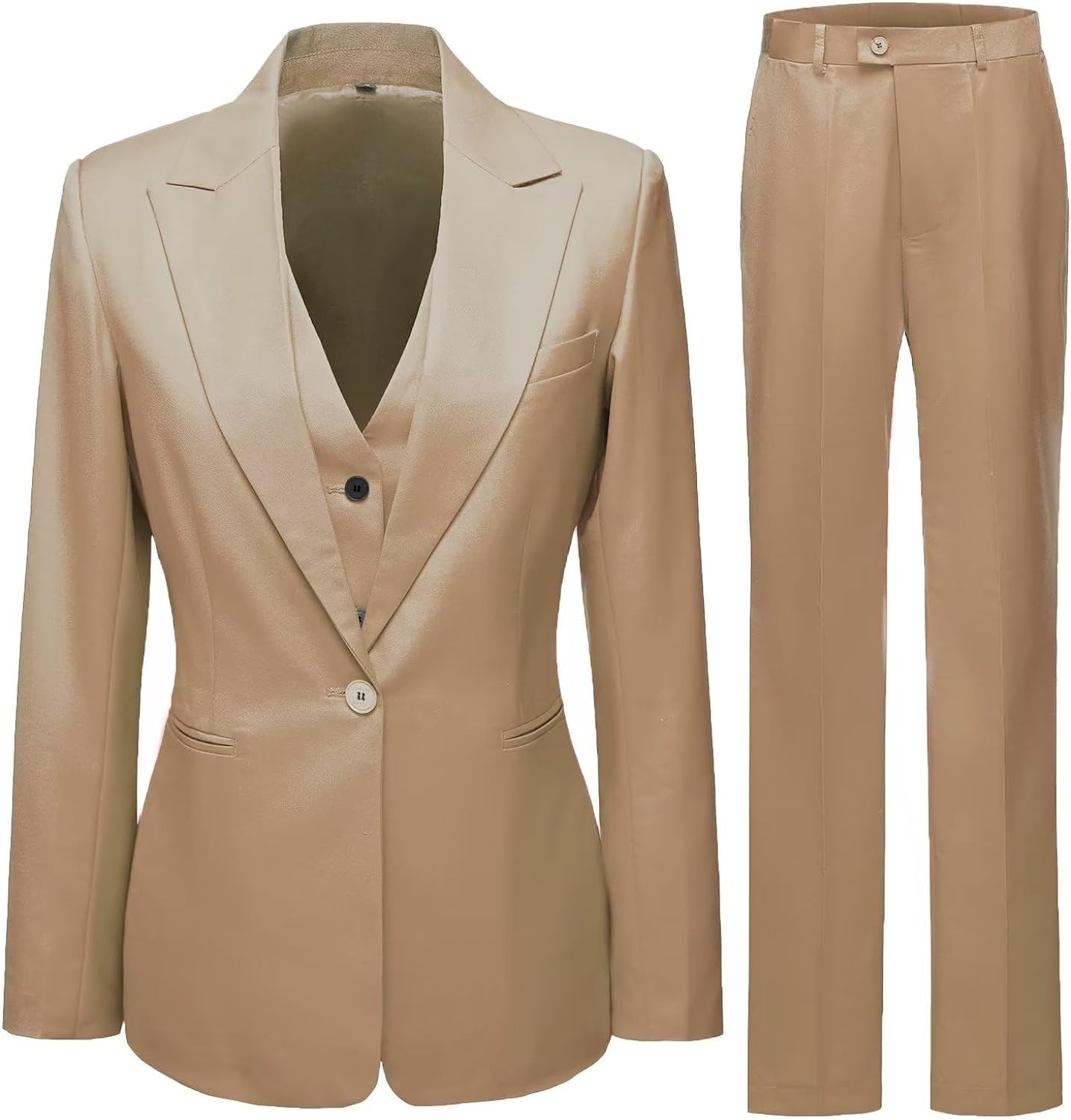 Women's 3 Piece Office Lady Business Suit Set Slim Fit Solid Blazer Vest Pant Set