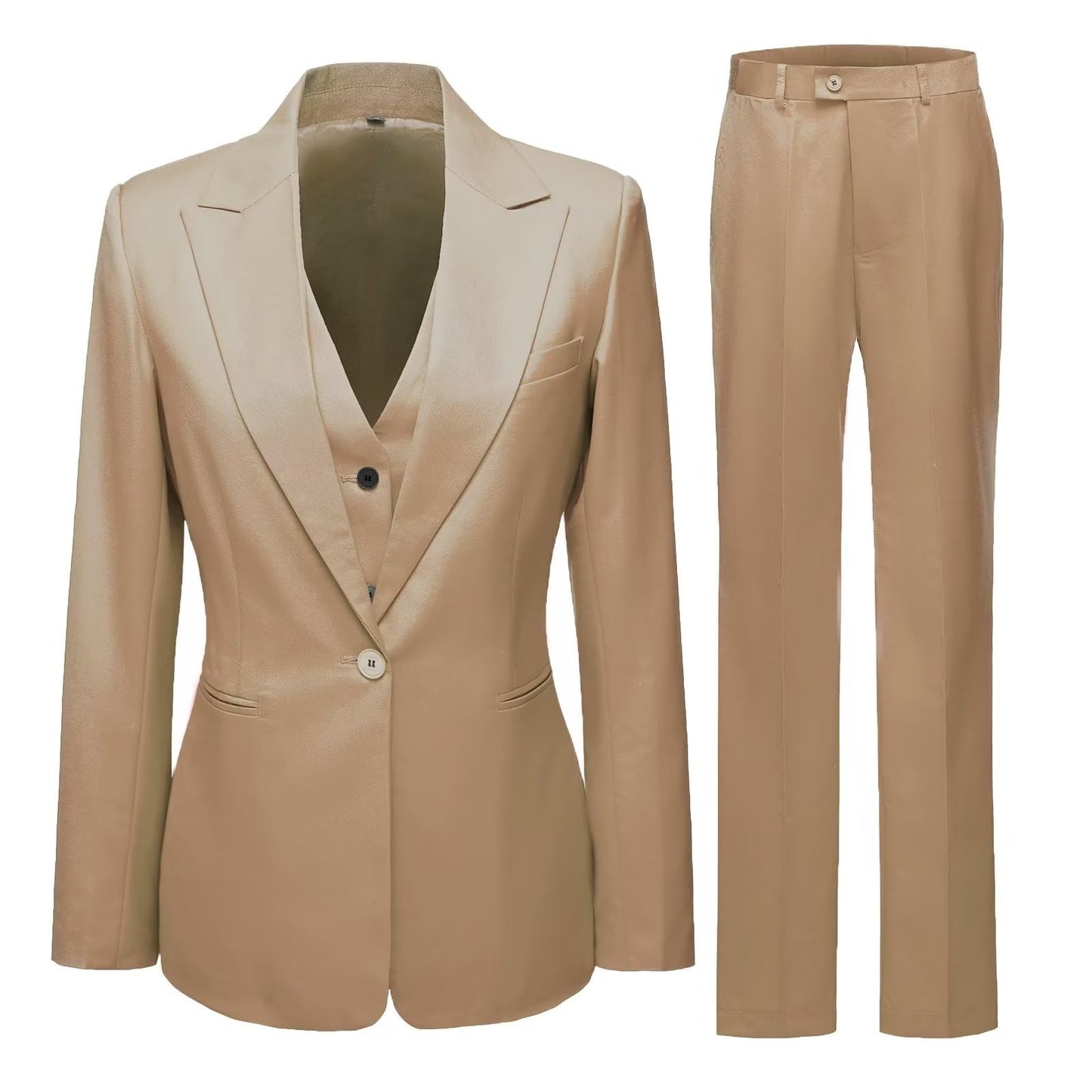 Women's 3 Piece Office Lady Business Suit Set Slim Fit Solid Blazer Vest Pant Set