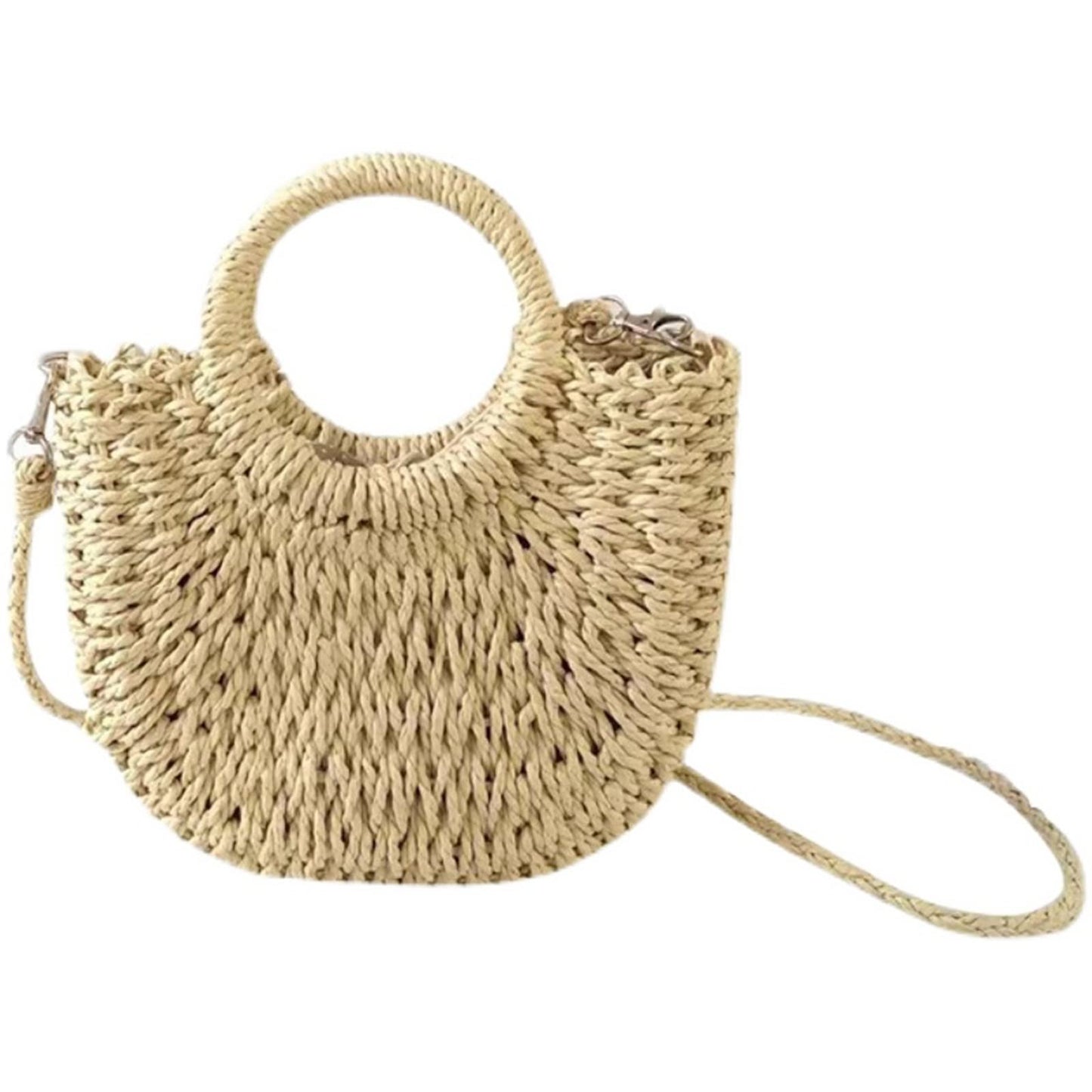 JOLLQUE Straw Beach Bag for Women, Summer Handwoven Tote Bags Purse with Tassel,Top Handle Straw Handbag Clutch