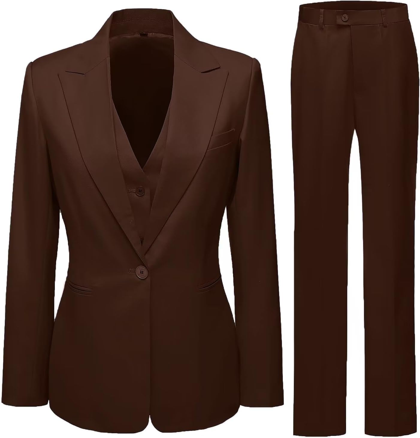 Women's 3 Piece Office Lady Business Suit Set Slim Fit Solid Blazer Vest Pant Set