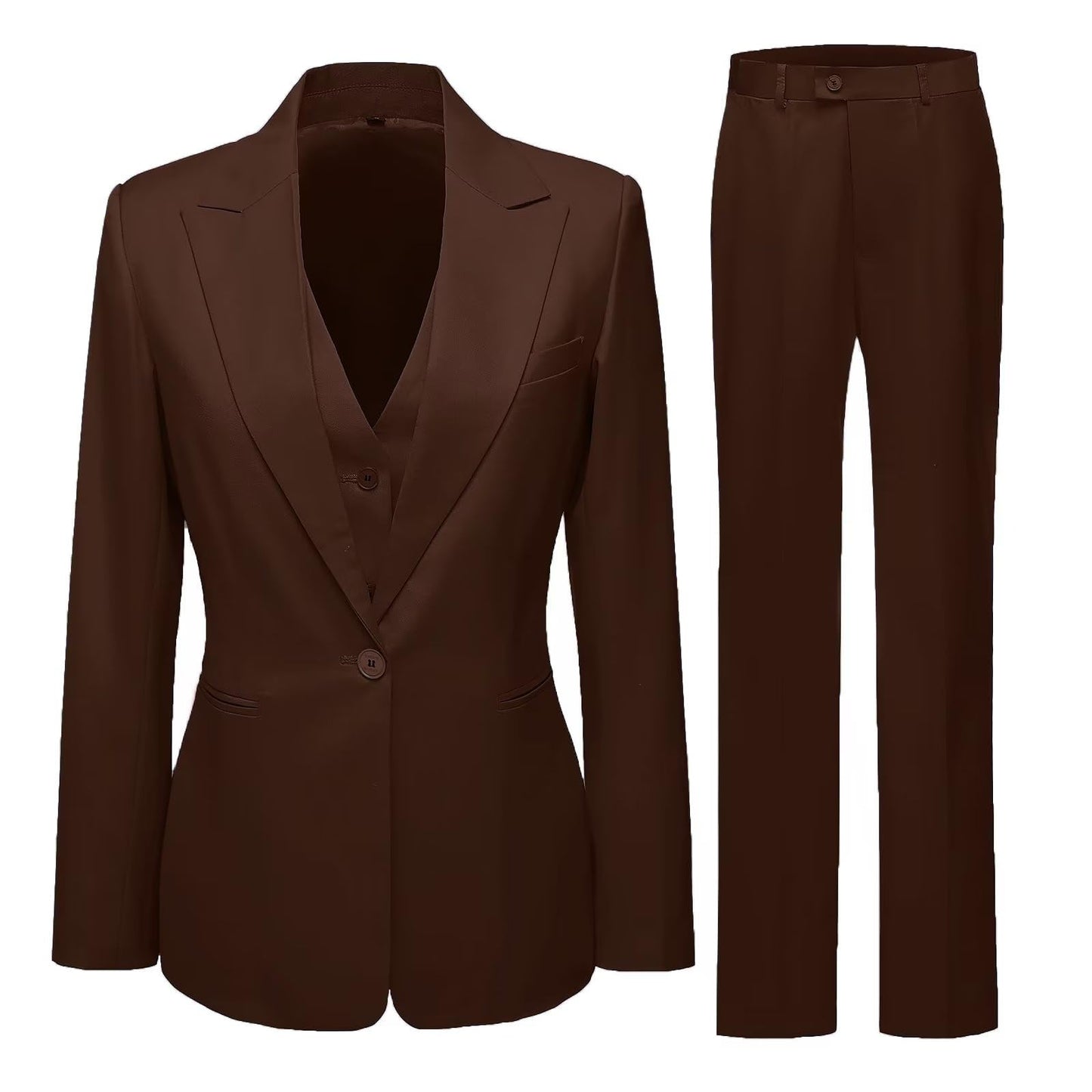 Women's 3 Piece Office Lady Business Suit Set Slim Fit Solid Blazer Vest Pant Set