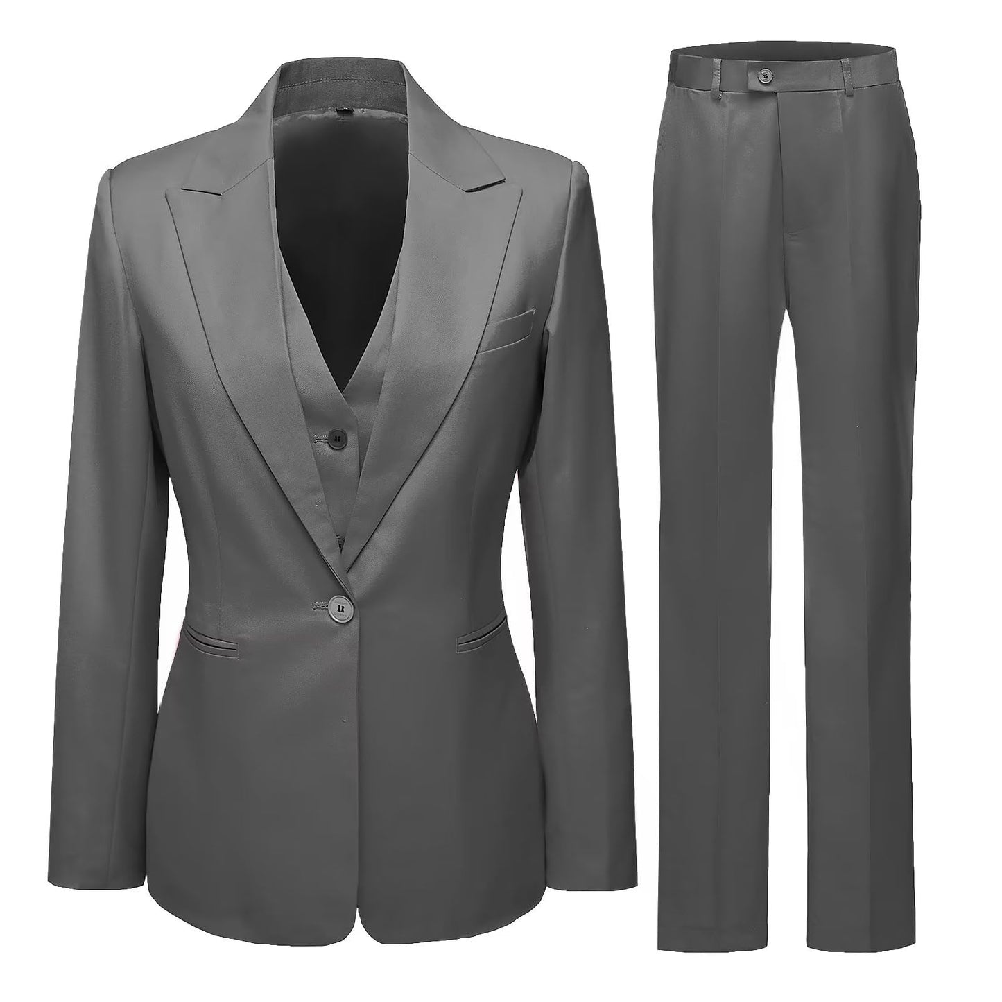 Women's 3 Piece Office Lady Business Suit Set Slim Fit Solid Blazer Vest Pant Set