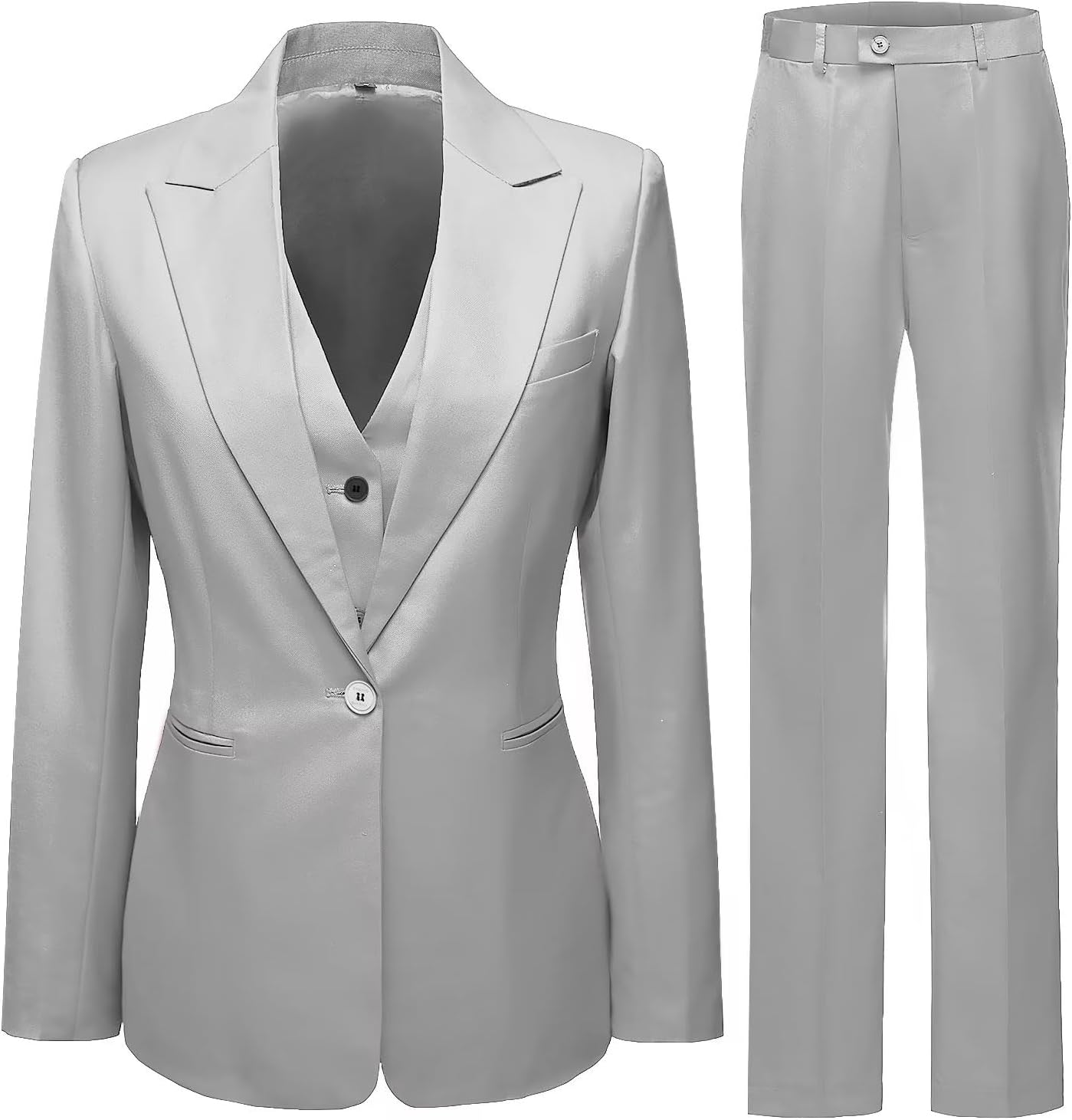 Women's 3 Piece Office Lady Business Suit Set Slim Fit Solid Blazer Vest Pant Set