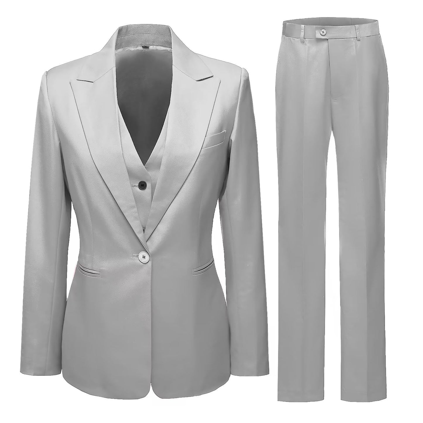 Women's 3 Piece Office Lady Business Suit Set Slim Fit Solid Blazer Vest Pant Set