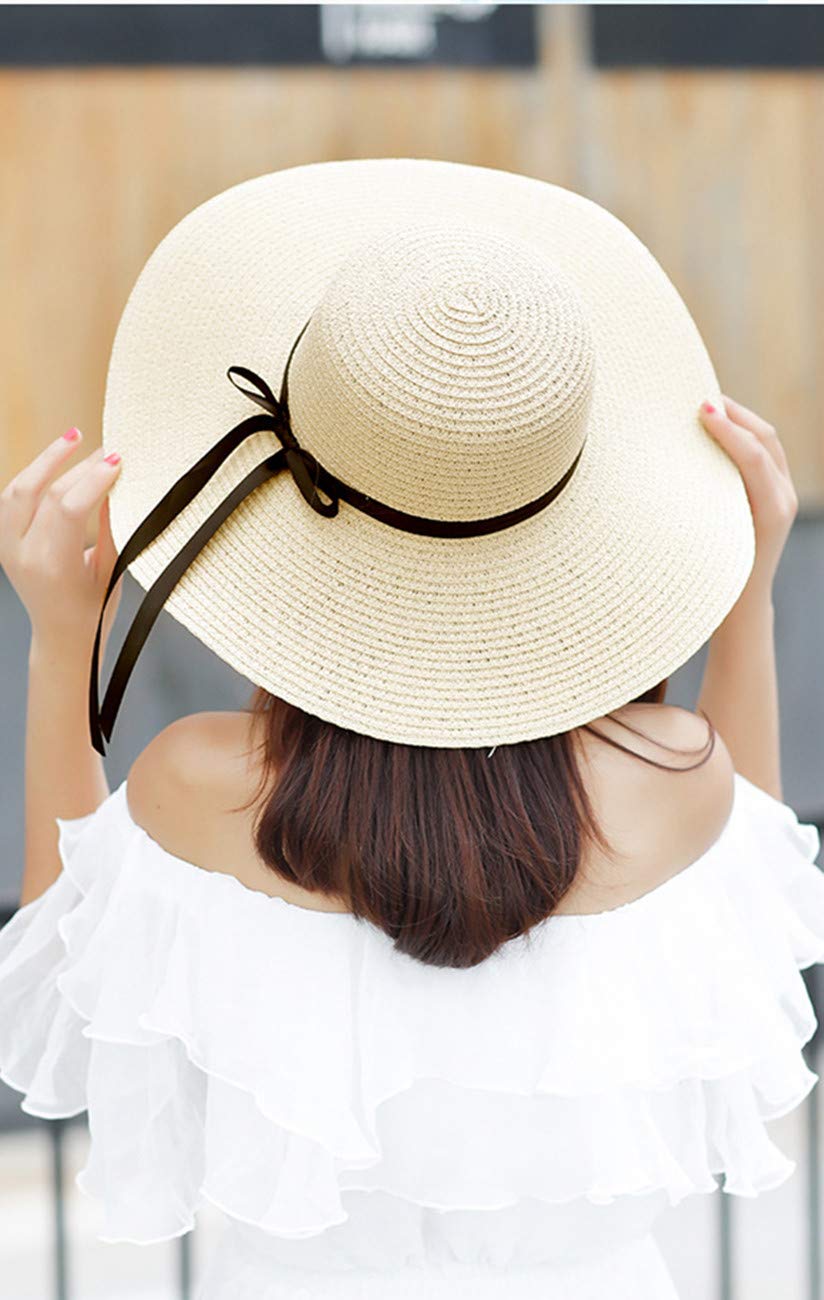 Baonmy Women’s Ridge Wide Brim Sun Hat Beachwear Summer Straw Hat