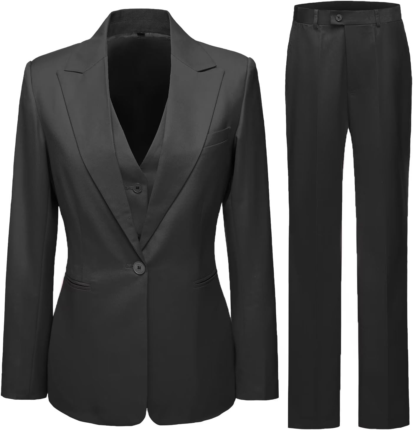 Women's 3 Piece Office Lady Business Suit Set Slim Fit Solid Blazer Vest Pant Set