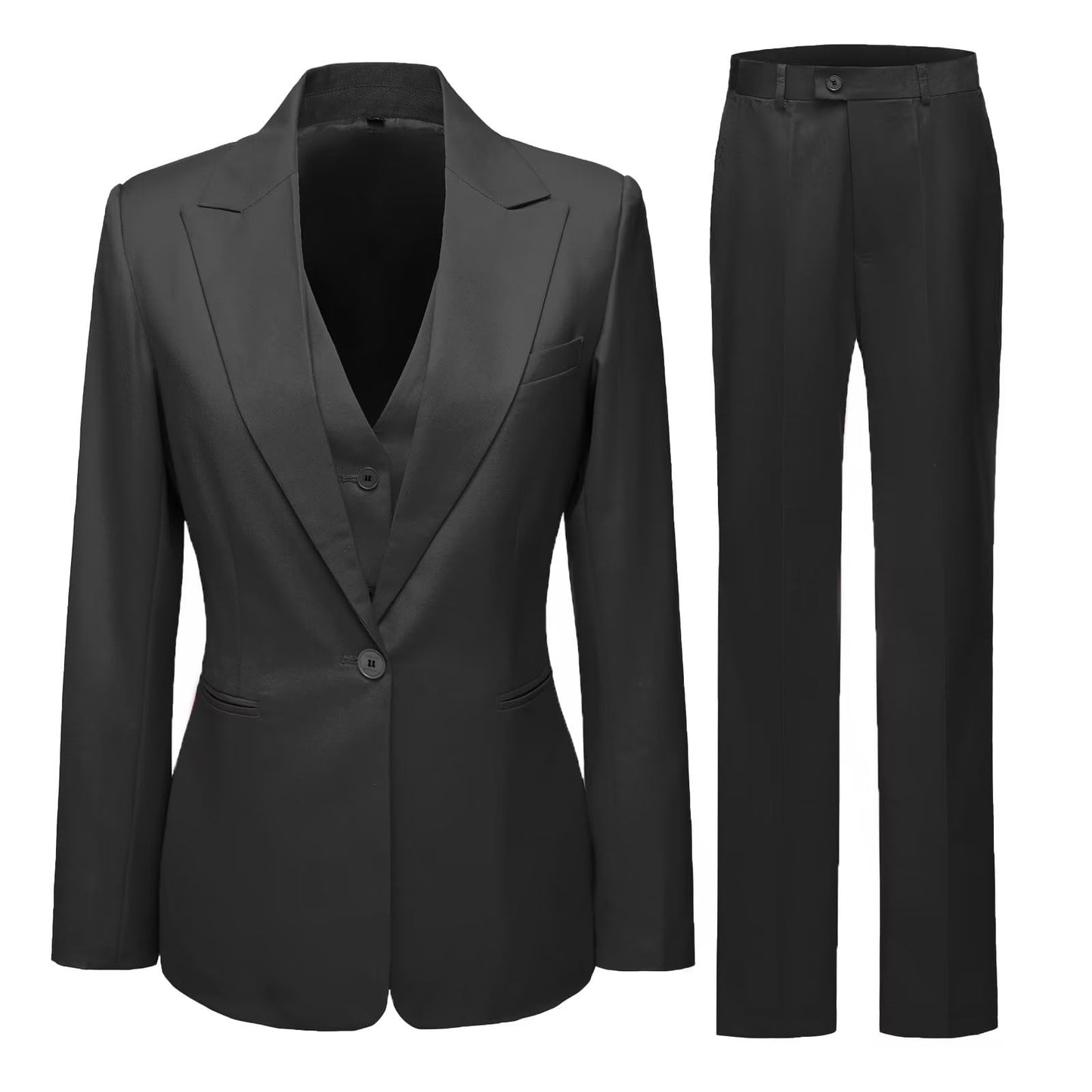 Women's 3 Piece Office Lady Business Suit Set Slim Fit Solid Blazer Vest Pant Set