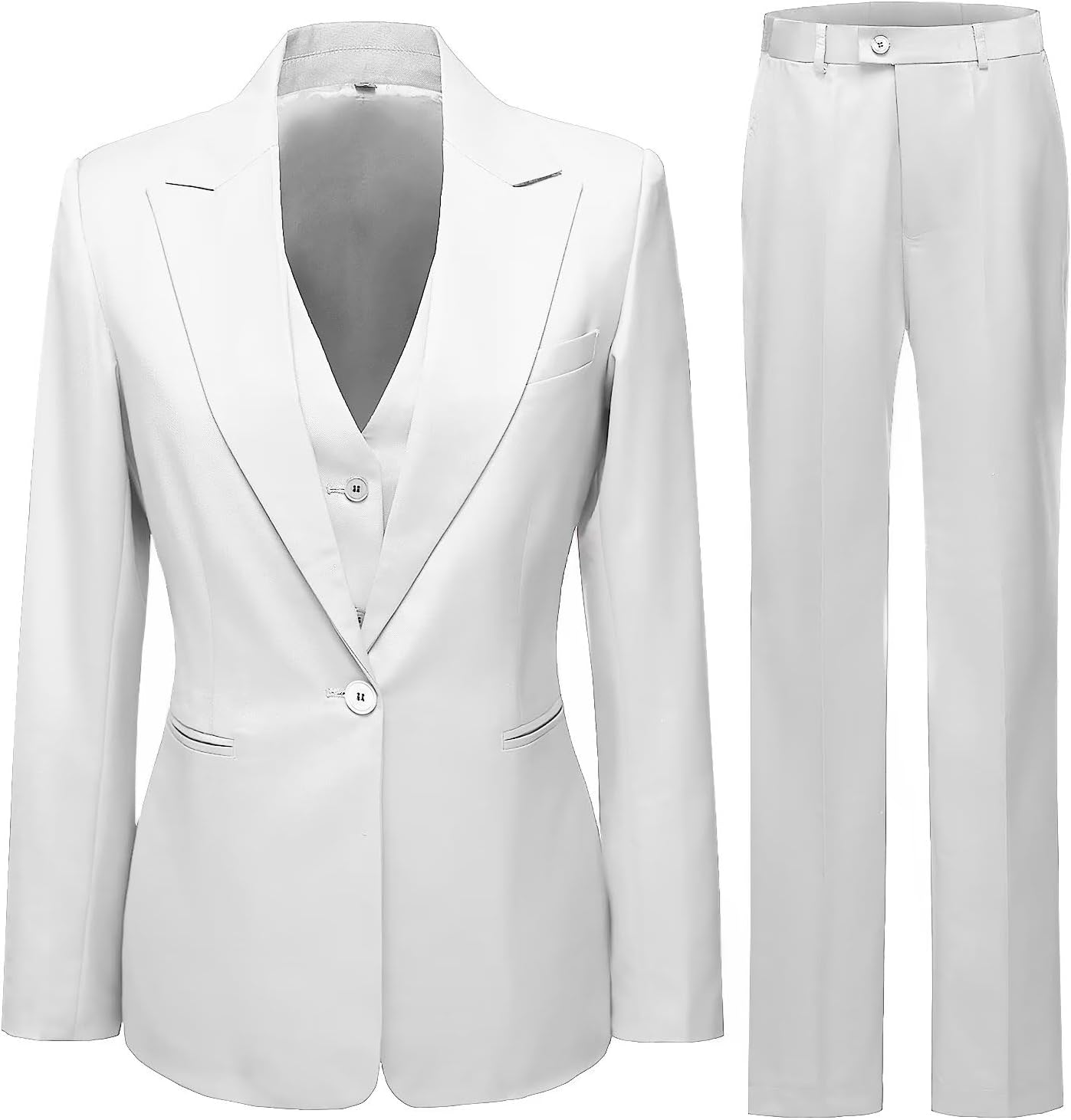 Women's 3 Piece Office Lady Business Suit Set Slim Fit Solid Blazer Vest Pant Set