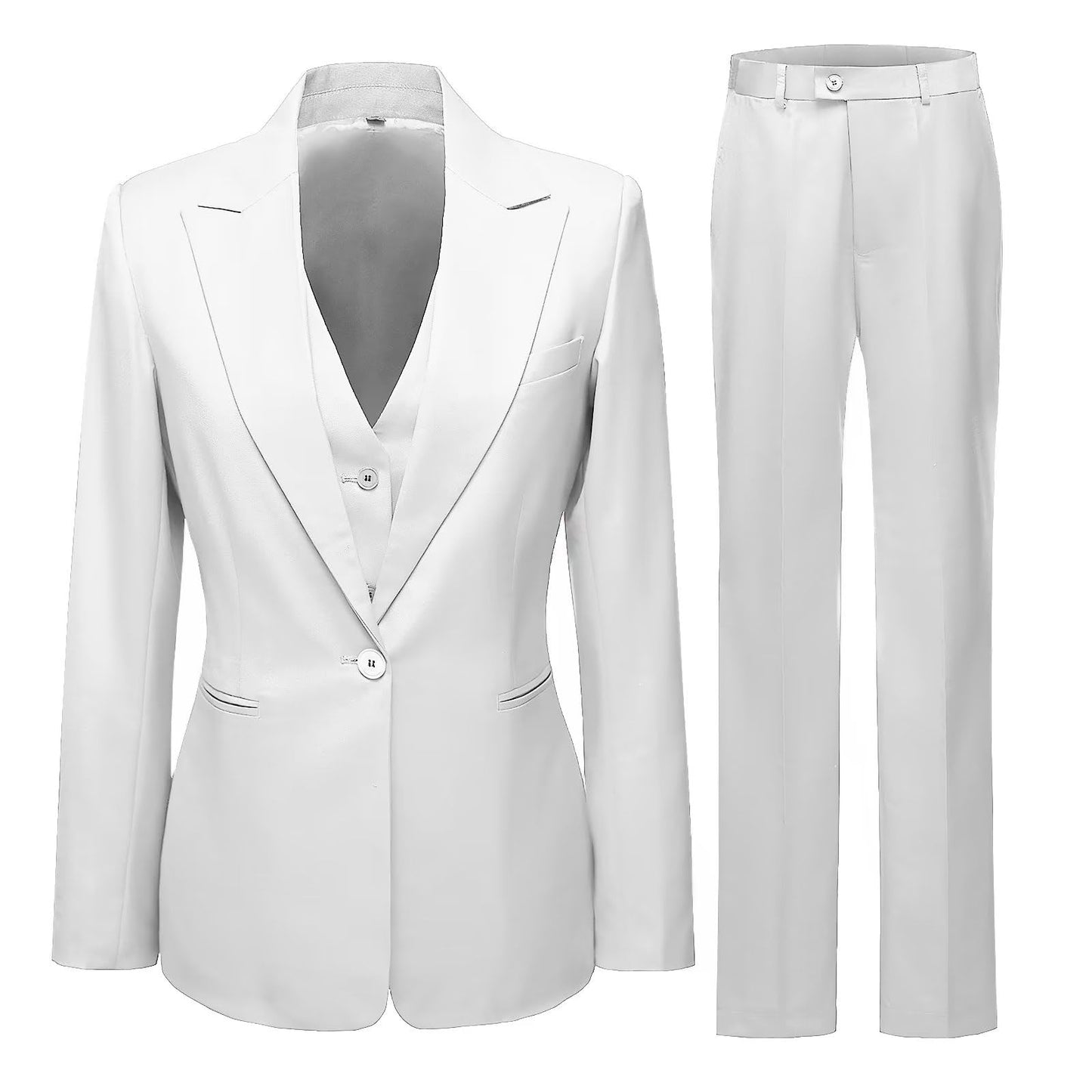 Women's 3 Piece Office Lady Business Suit Set Slim Fit Solid Blazer Vest Pant Set