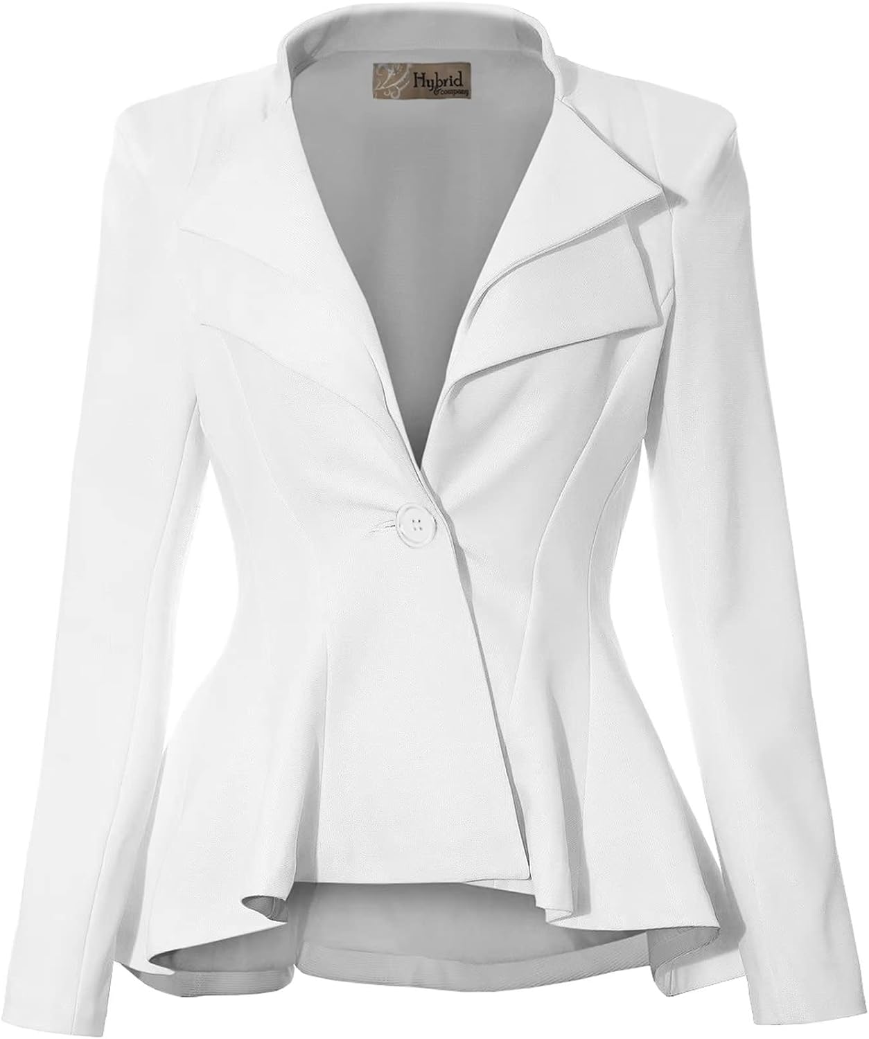 Hybrid & Company Women Double Notch Lapel Sharp Shoulder Pad Office Blazer