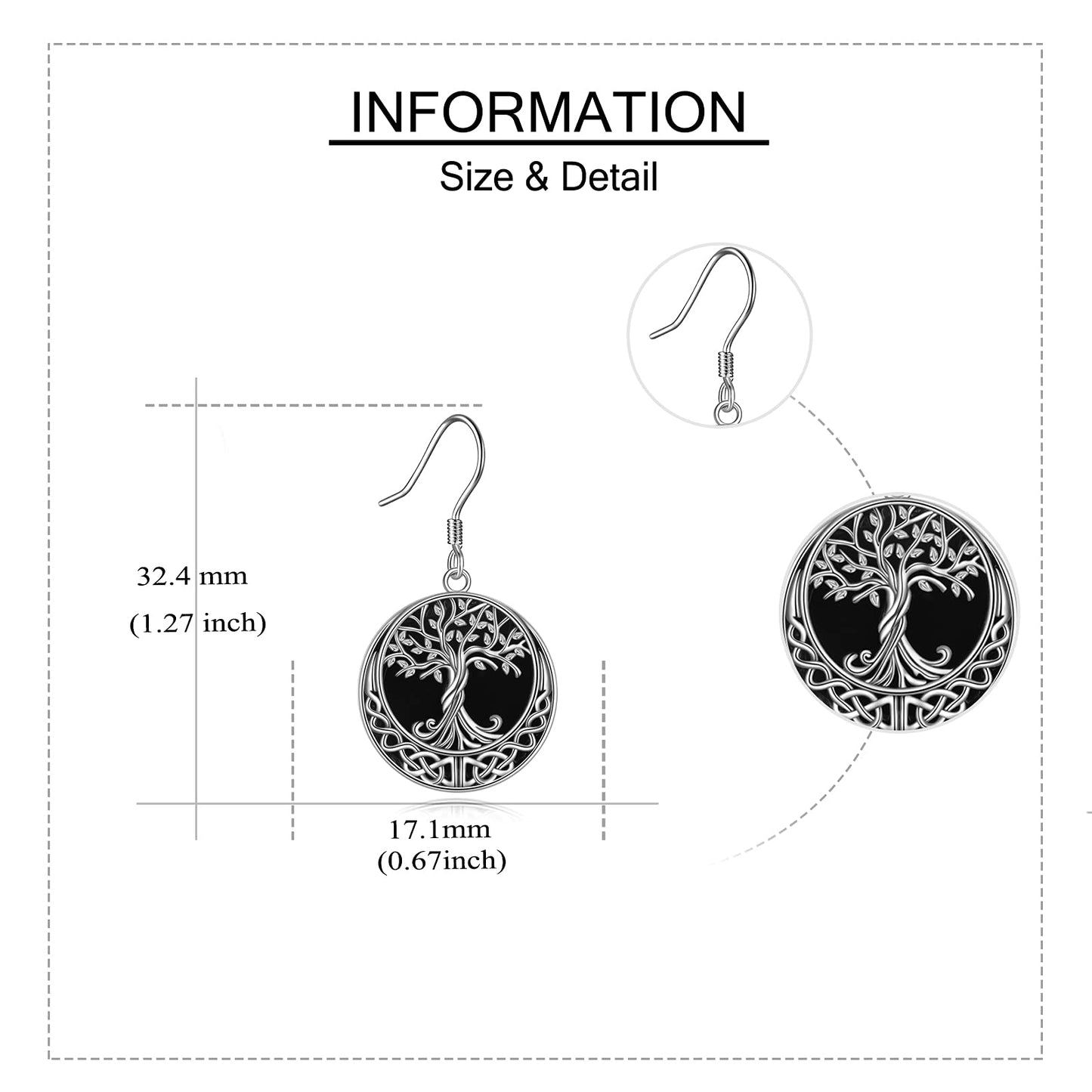 Tree of Life Earrings Sterling Silver Celtic Tree of Life Dangle Drop Earrings for Women Jewelry