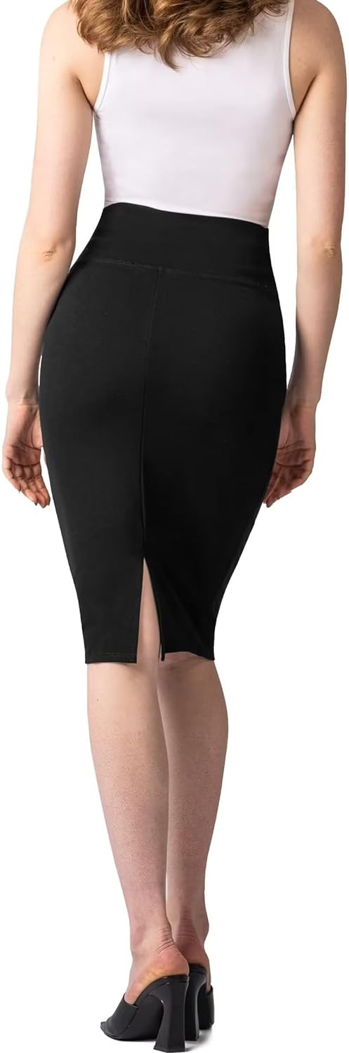 Hybrid & Company H&C Women Premium Nylon Ponte Stretch Office Pencil Skirt Made Below Knee Made in The USA