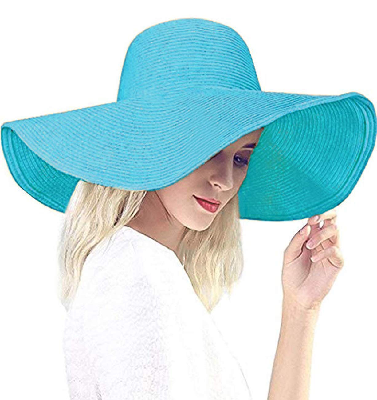 Baonmy Women’s Ridge Wide Brim Sun Hat Beachwear Summer Straw Hat