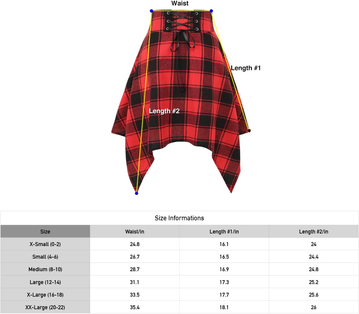 IDEALSANXUN Gothic Plaid Mini Skirts for Womens Short High Waist Plaid Skirts