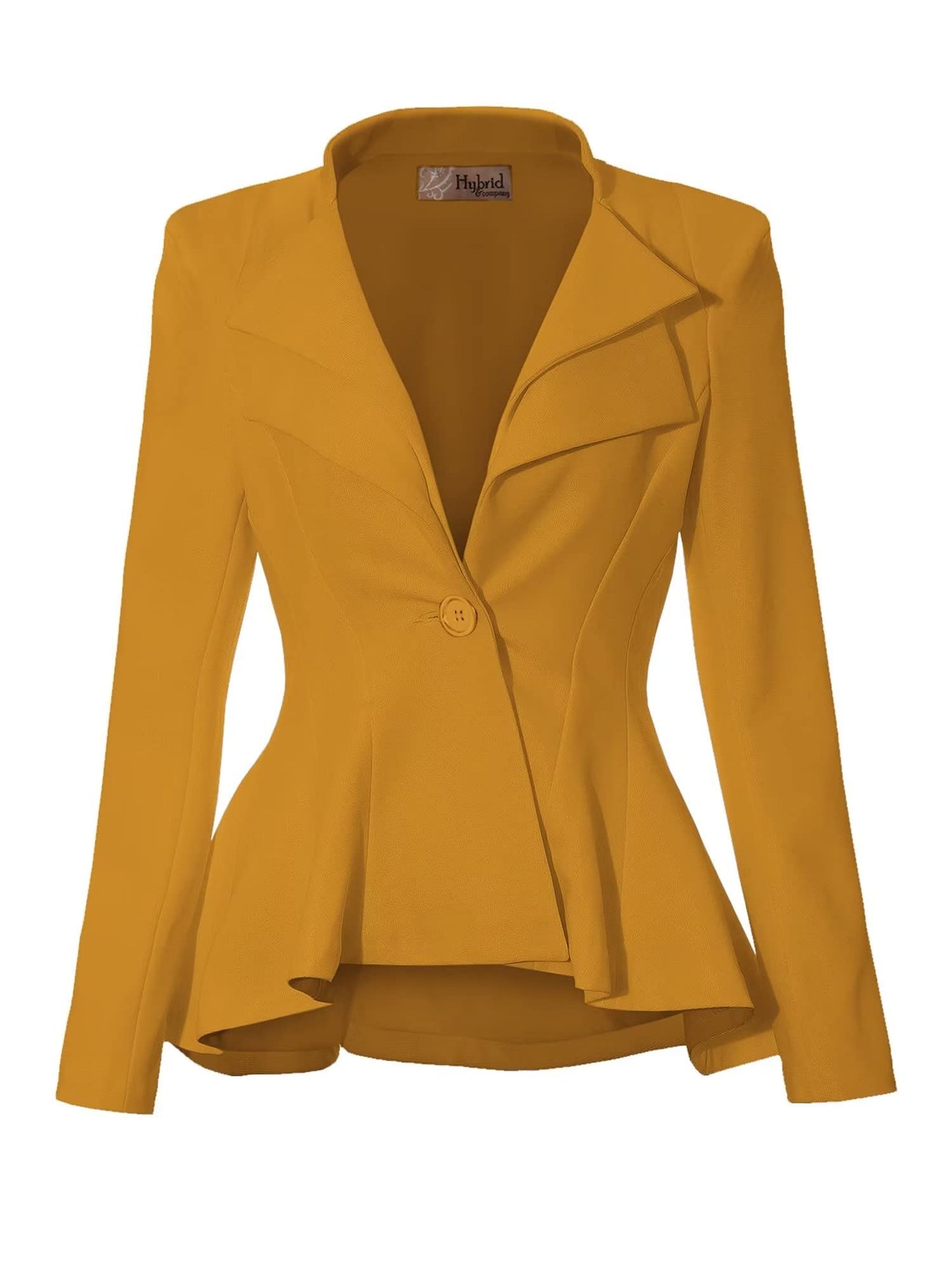 Hybrid & Company Women Double Notch Lapel Sharp Shoulder Pad Office Blazer