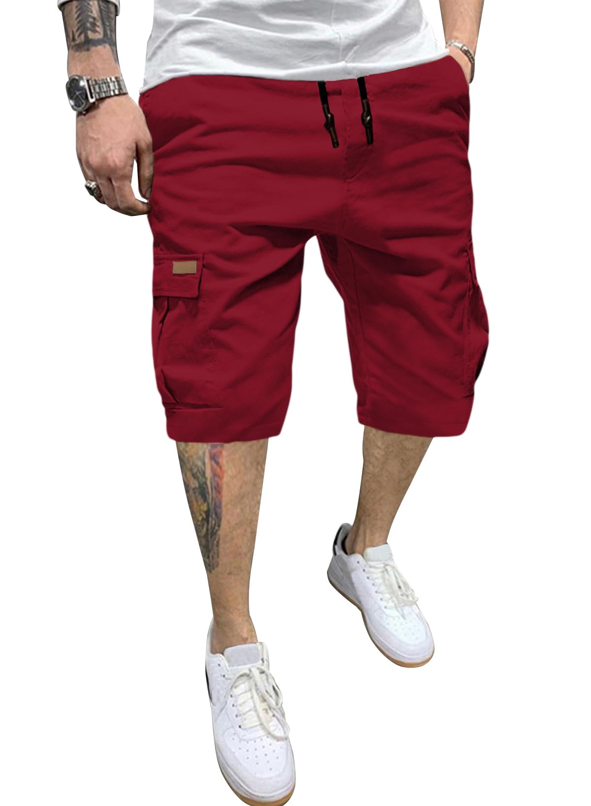 JMIERR Men's Cargo Shorts with Pockets Relaxed Fit Drawstring Golf Shorts Men Casual Stretch Shorts Twill Beach Shorts