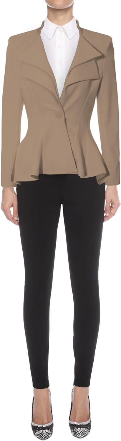 Hybrid & Company Women Double Notch Lapel Sharp Shoulder Pad Office Blazer