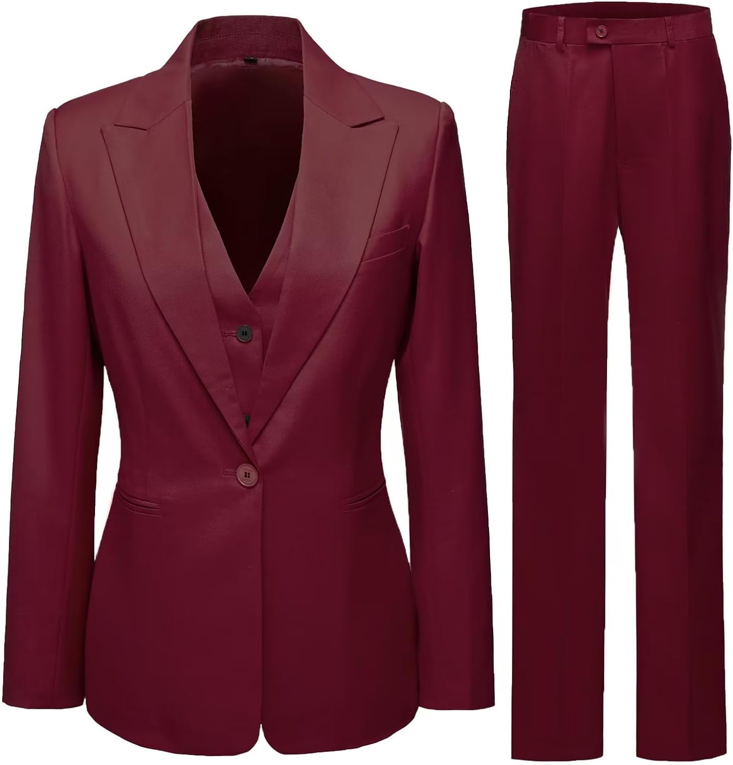 Women's 3 Piece Office Lady Business Suit Set Slim Fit Solid Blazer Vest Pant Set