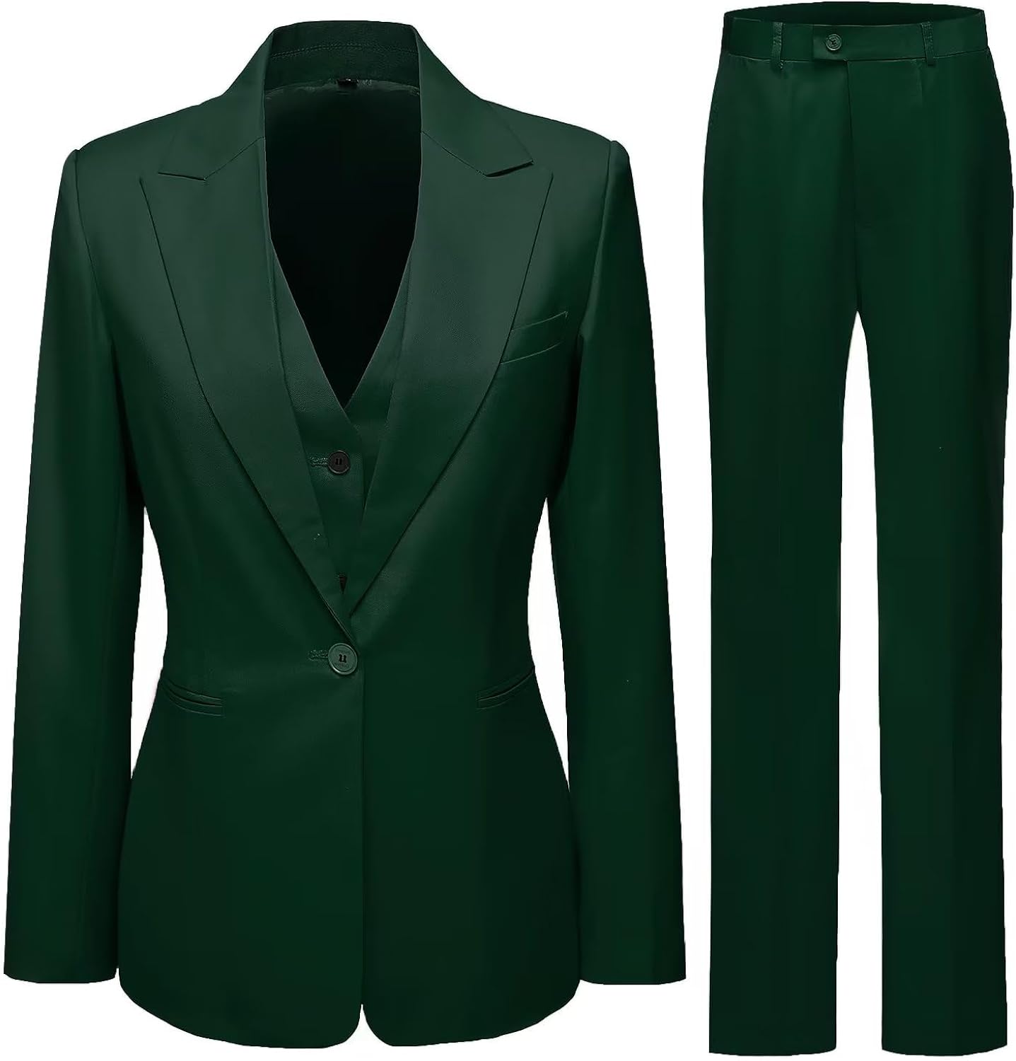 Women's 3 Piece Office Lady Business Suit Set Slim Fit Solid Blazer Vest Pant Set