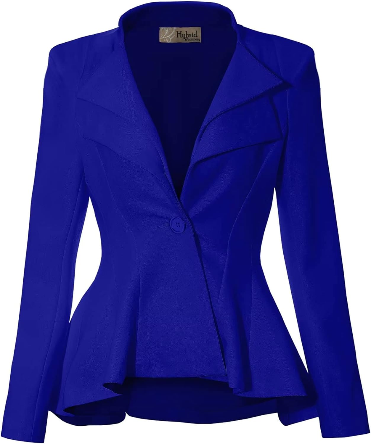 Hybrid & Company Women Double Notch Lapel Sharp Shoulder Pad Office Blazer