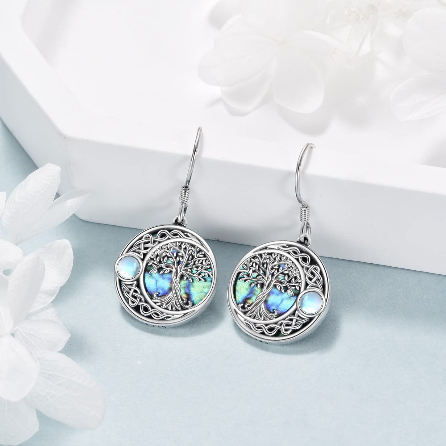 Tree of Life Earrings Sterling Silver Celtic Tree of Life Dangle Drop Earrings for Women Jewelry