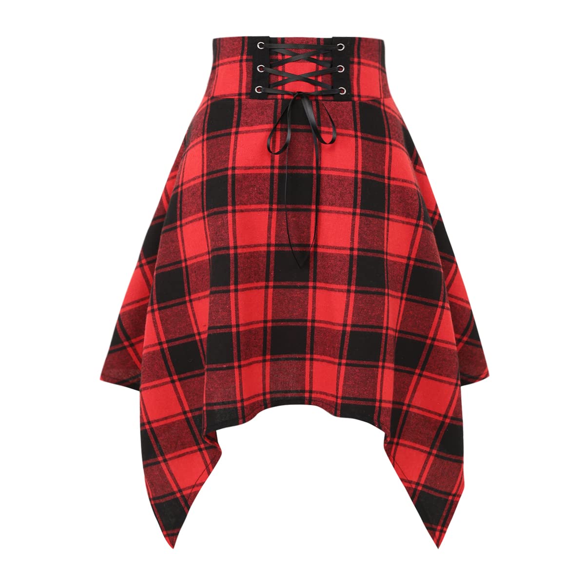 IDEALSANXUN Gothic Plaid Mini Skirts for Womens Short High Waist Plaid Skirts