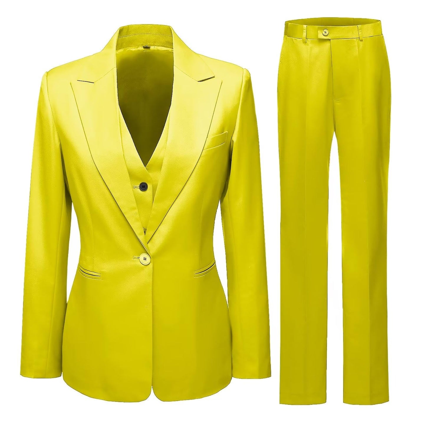 Women's 3 Piece Office Lady Business Suit Set Slim Fit Solid Blazer Vest Pant Set