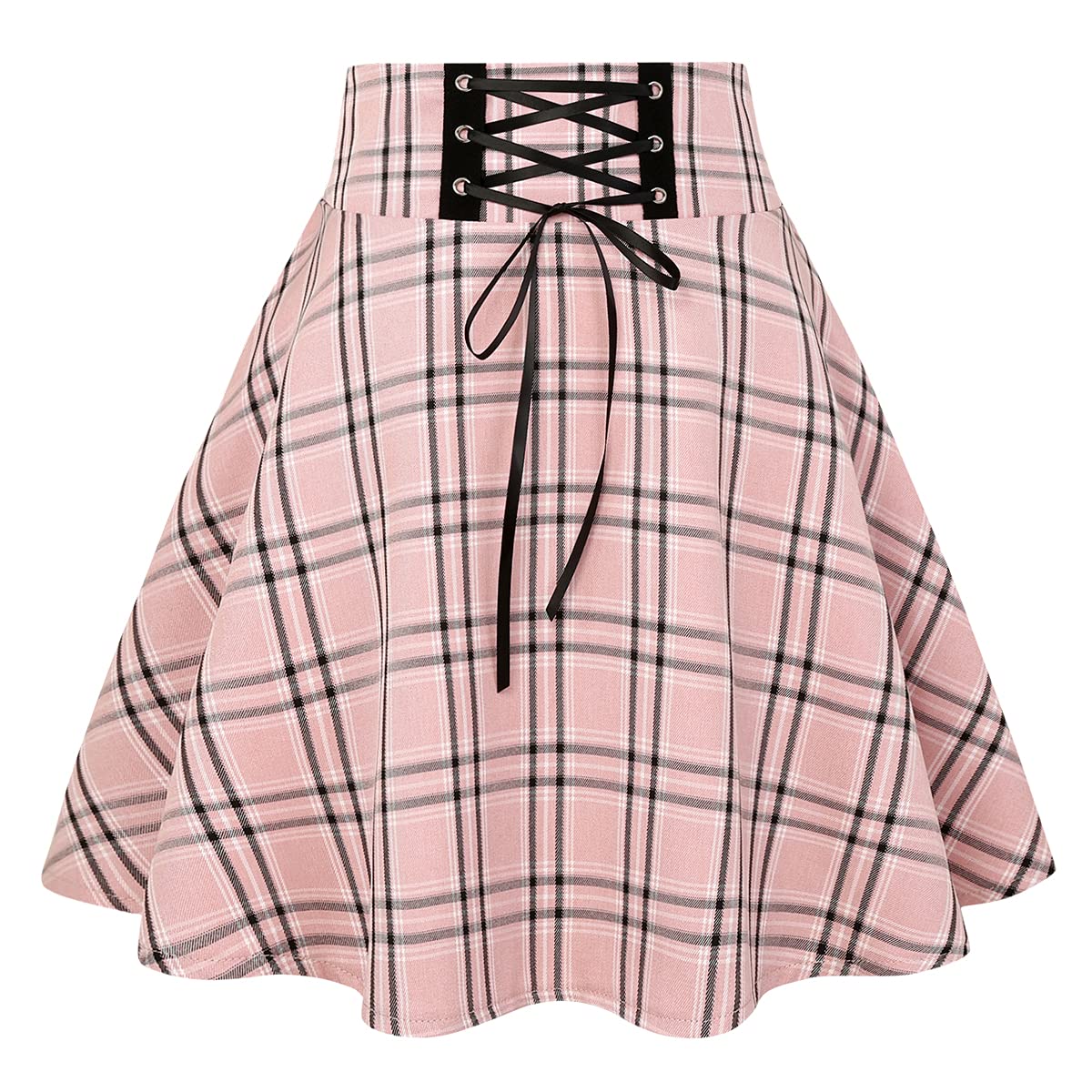 IDEALSANXUN Gothic Plaid Mini Skirts for Womens Short High Waist Plaid Skirts