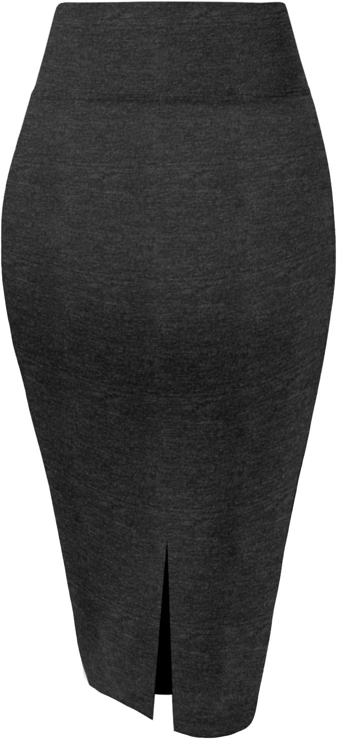 Hybrid & Company H&C Women Premium Nylon Ponte Stretch Office Pencil Skirt Made Below Knee Made in The USA