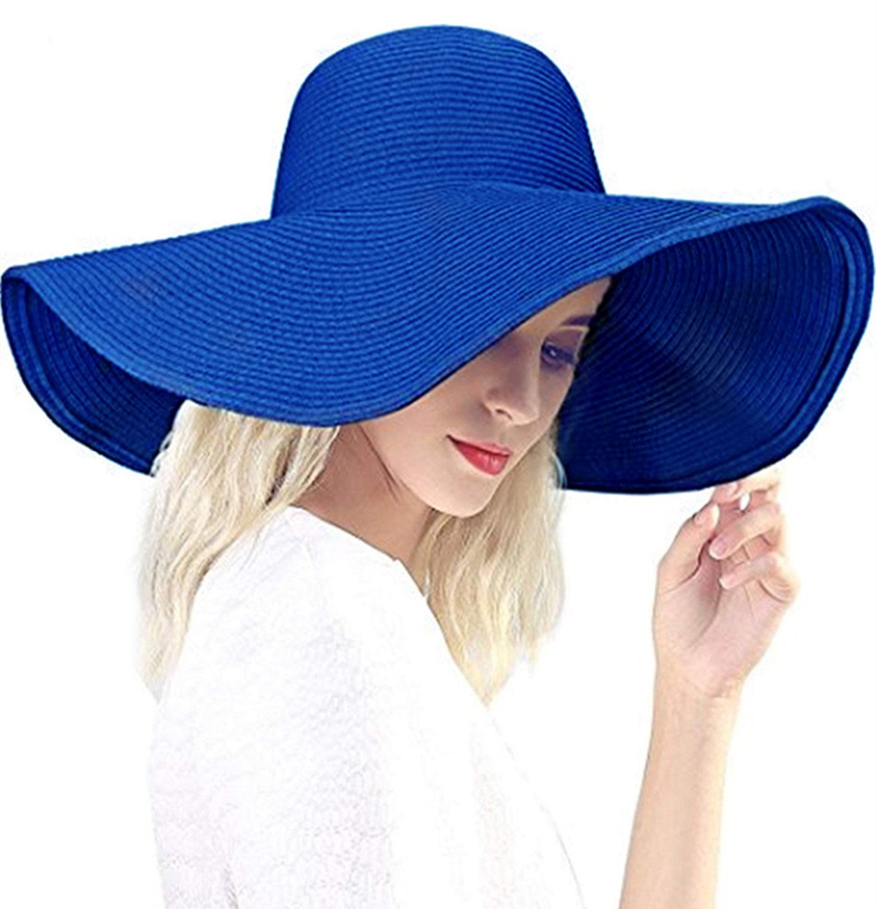 Baonmy Women’s Ridge Wide Brim Sun Hat Beachwear Summer Straw Hat