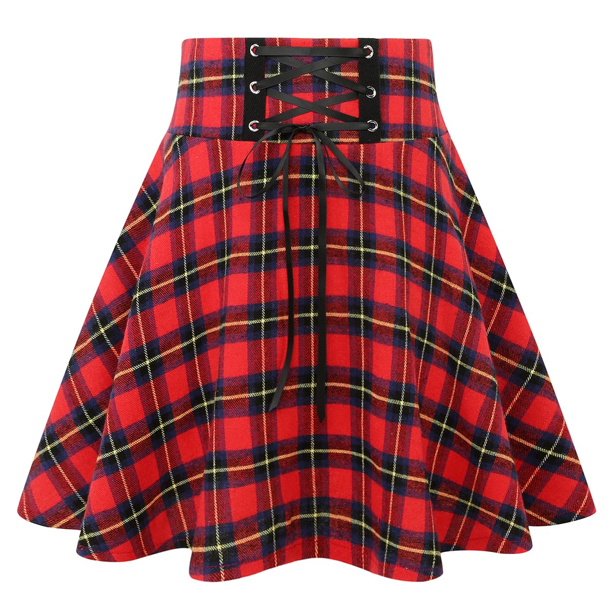 IDEALSANXUN Gothic Plaid Mini Skirts for Womens Short High Waist Plaid Skirts