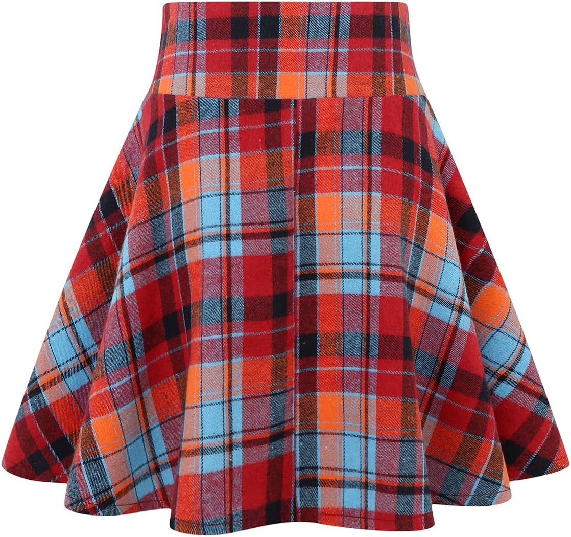 IDEALSANXUN Gothic Plaid Mini Skirts for Womens Short High Waist Plaid Skirts