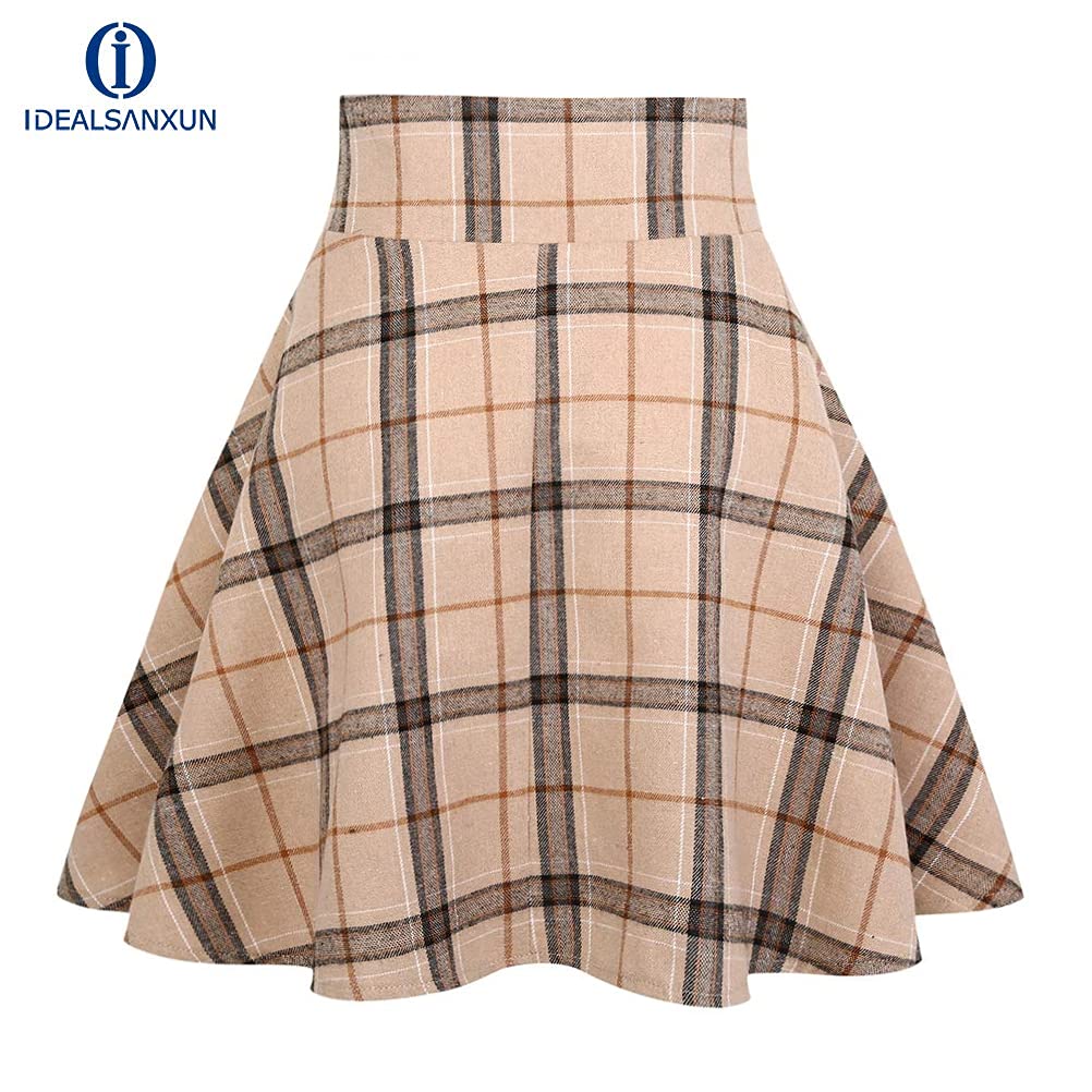 IDEALSANXUN Gothic Plaid Mini Skirts for Womens Short High Waist Plaid Skirts