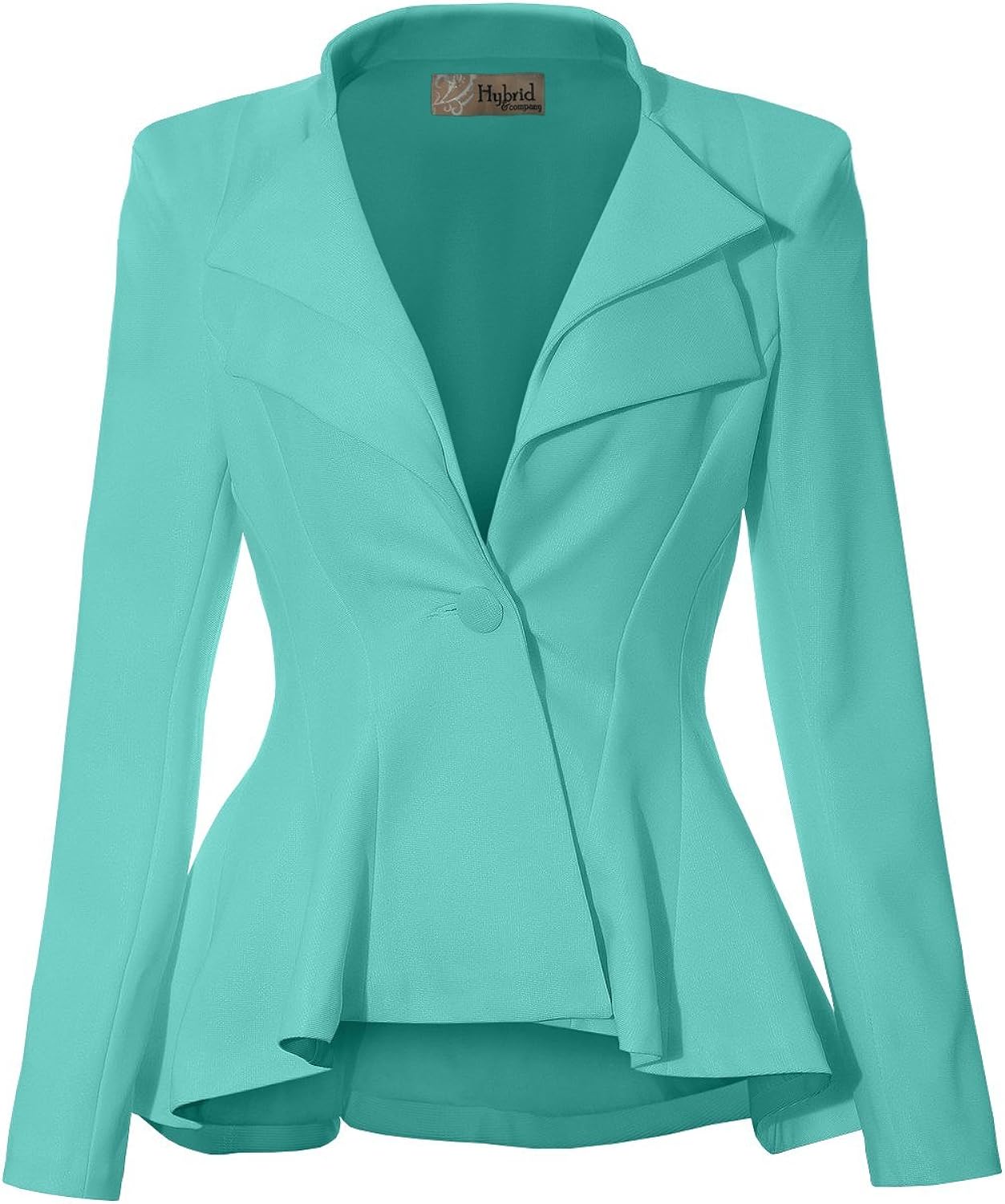 Hybrid & Company Women Double Notch Lapel Sharp Shoulder Pad Office Blazer