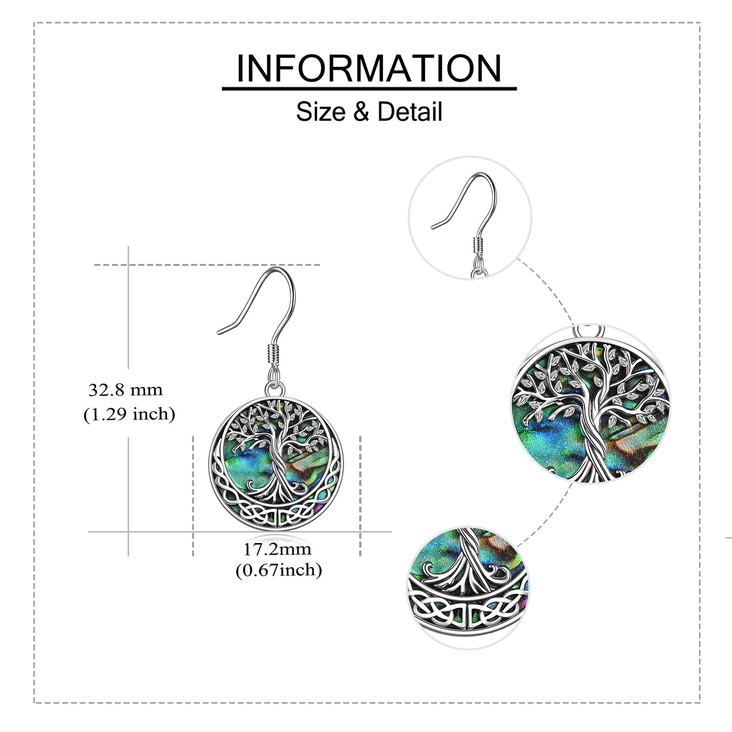 Tree of Life Earrings Sterling Silver Celtic Tree of Life Dangle Drop Earrings for Women Jewelry