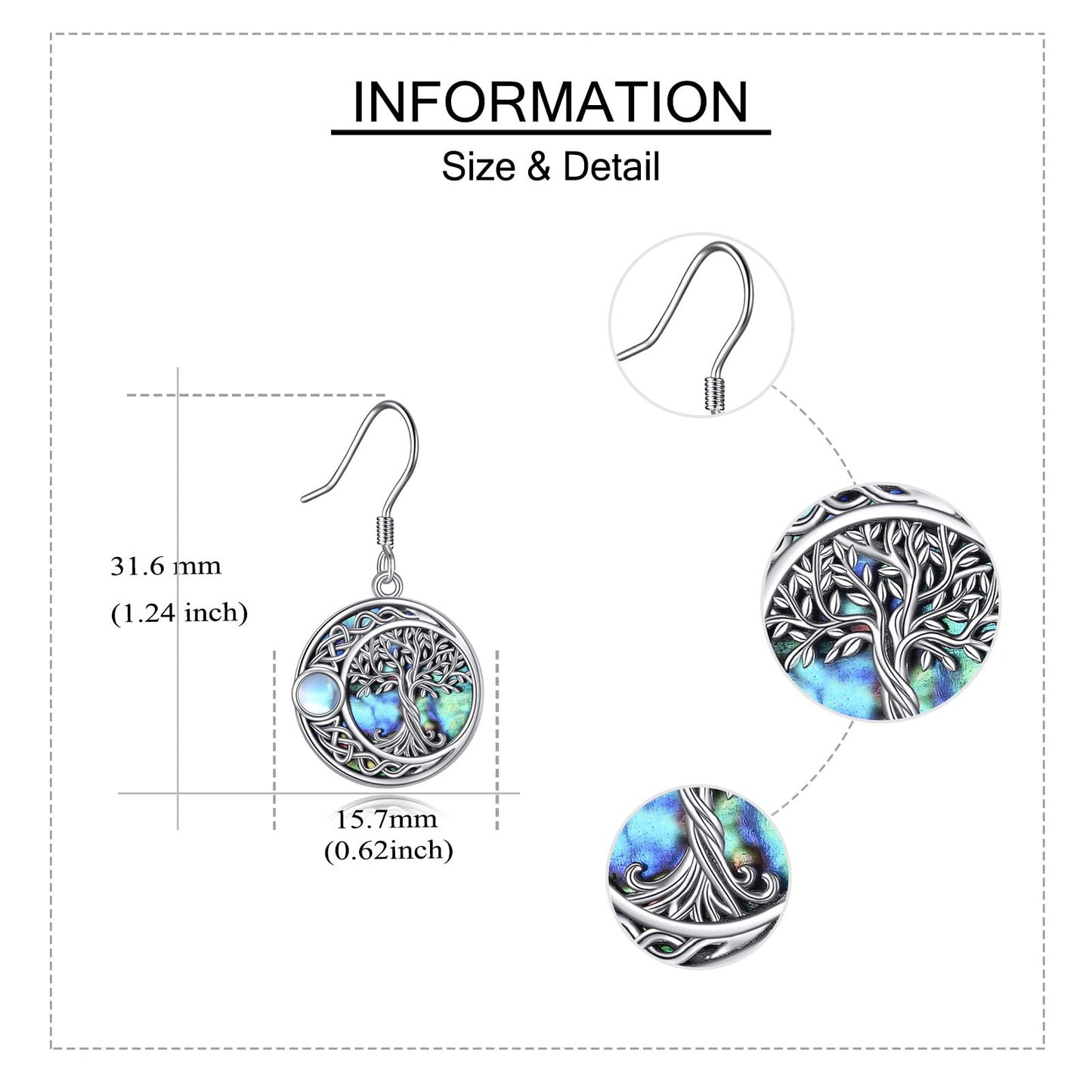 Tree of Life Earrings Sterling Silver Celtic Tree of Life Dangle Drop Earrings for Women Jewelry