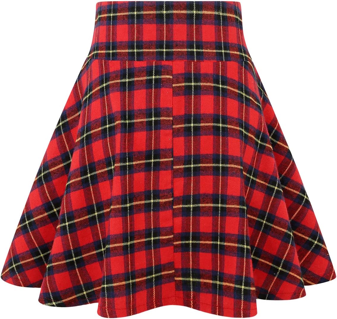 IDEALSANXUN Gothic Plaid Mini Skirts for Womens Short High Waist Plaid Skirts