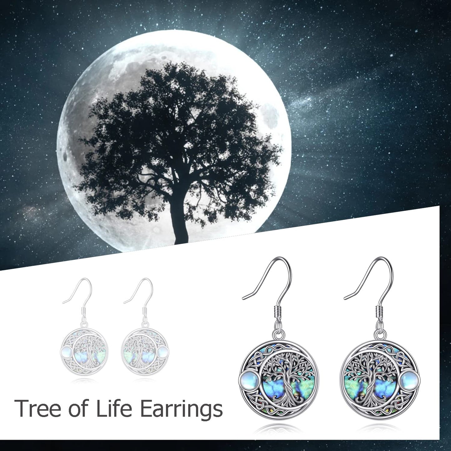 Tree of Life Earrings Sterling Silver Celtic Tree of Life Dangle Drop Earrings for Women Jewelry