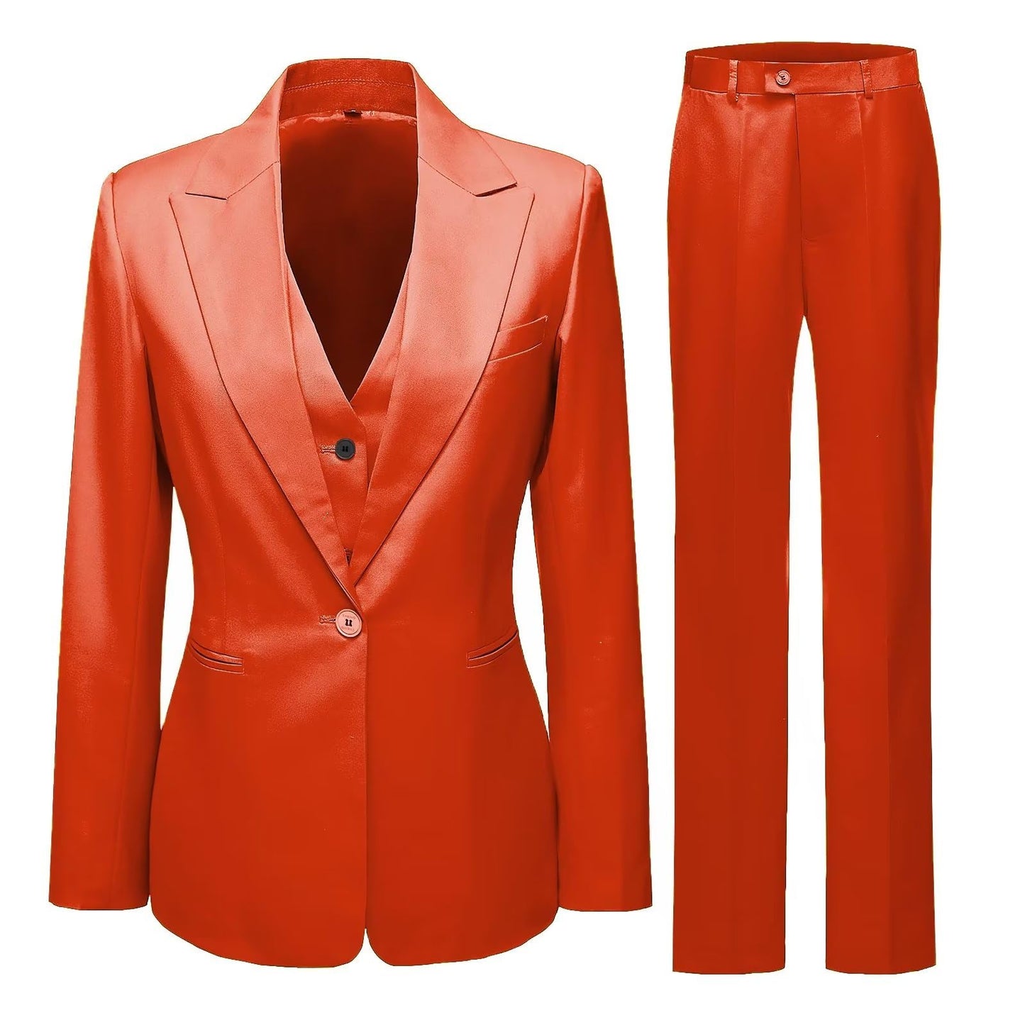 Women's 3 Piece Office Lady Business Suit Set Slim Fit Solid Blazer Vest Pant Set