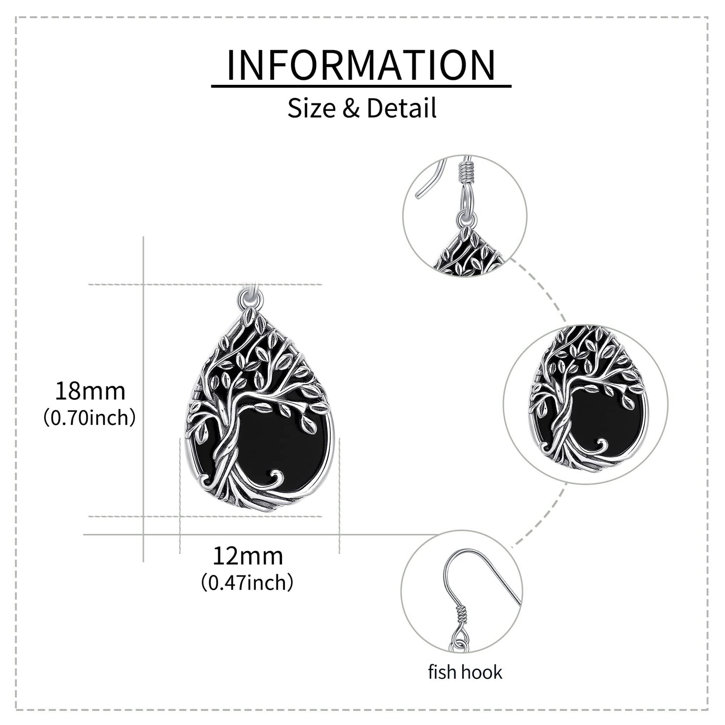 Tree of Life Earrings Sterling Silver Celtic Tree of Life Dangle Drop Earrings for Women Jewelry