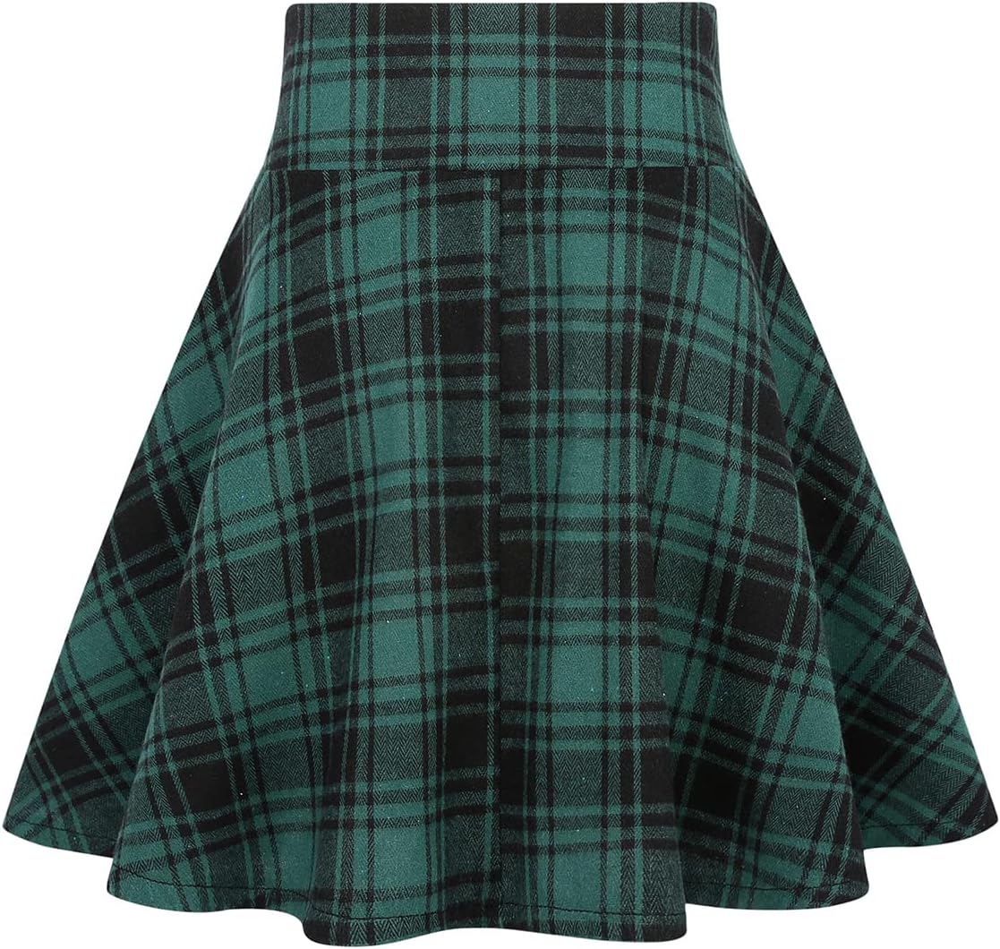 IDEALSANXUN Gothic Plaid Mini Skirts for Womens Short High Waist Plaid Skirts