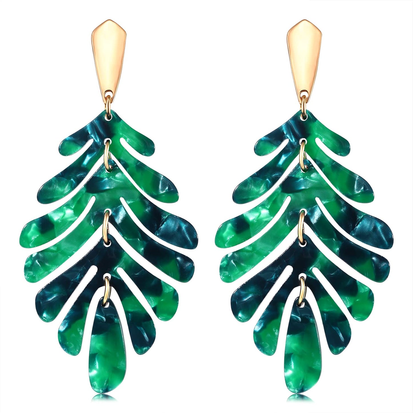 ARATLENCH Acrylic Pendant necklace Earrings – Long Statement Leaf Charm Necklace Tortoise Resin Palm Leaf Earrings Fashion Necklaces Earrings for Women Girls