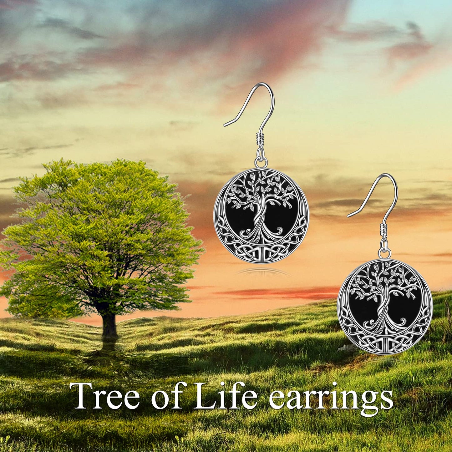 Tree of Life Earrings Sterling Silver Celtic Tree of Life Dangle Drop Earrings for Women Jewelry