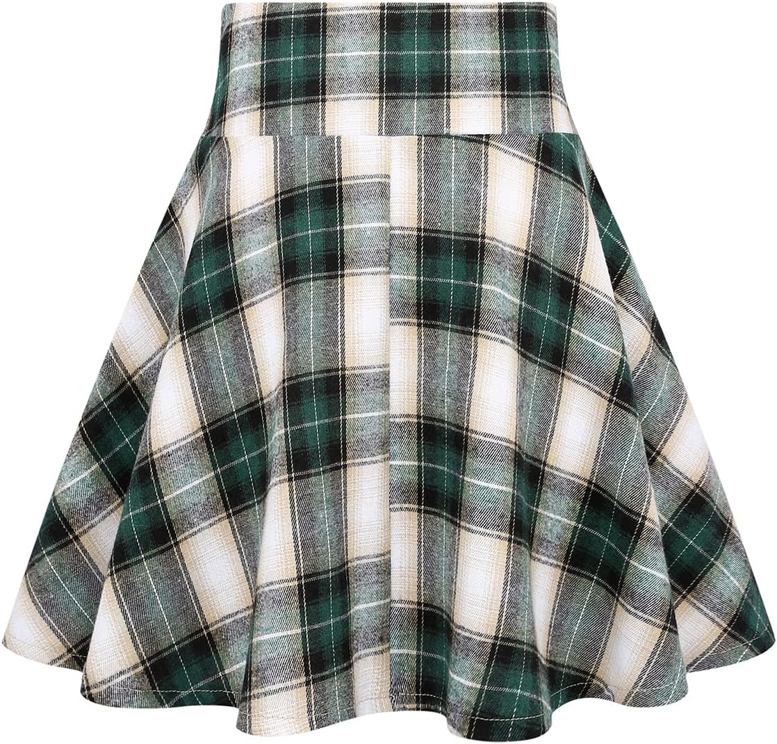 IDEALSANXUN Gothic Plaid Mini Skirts for Womens Short High Waist Plaid Skirts